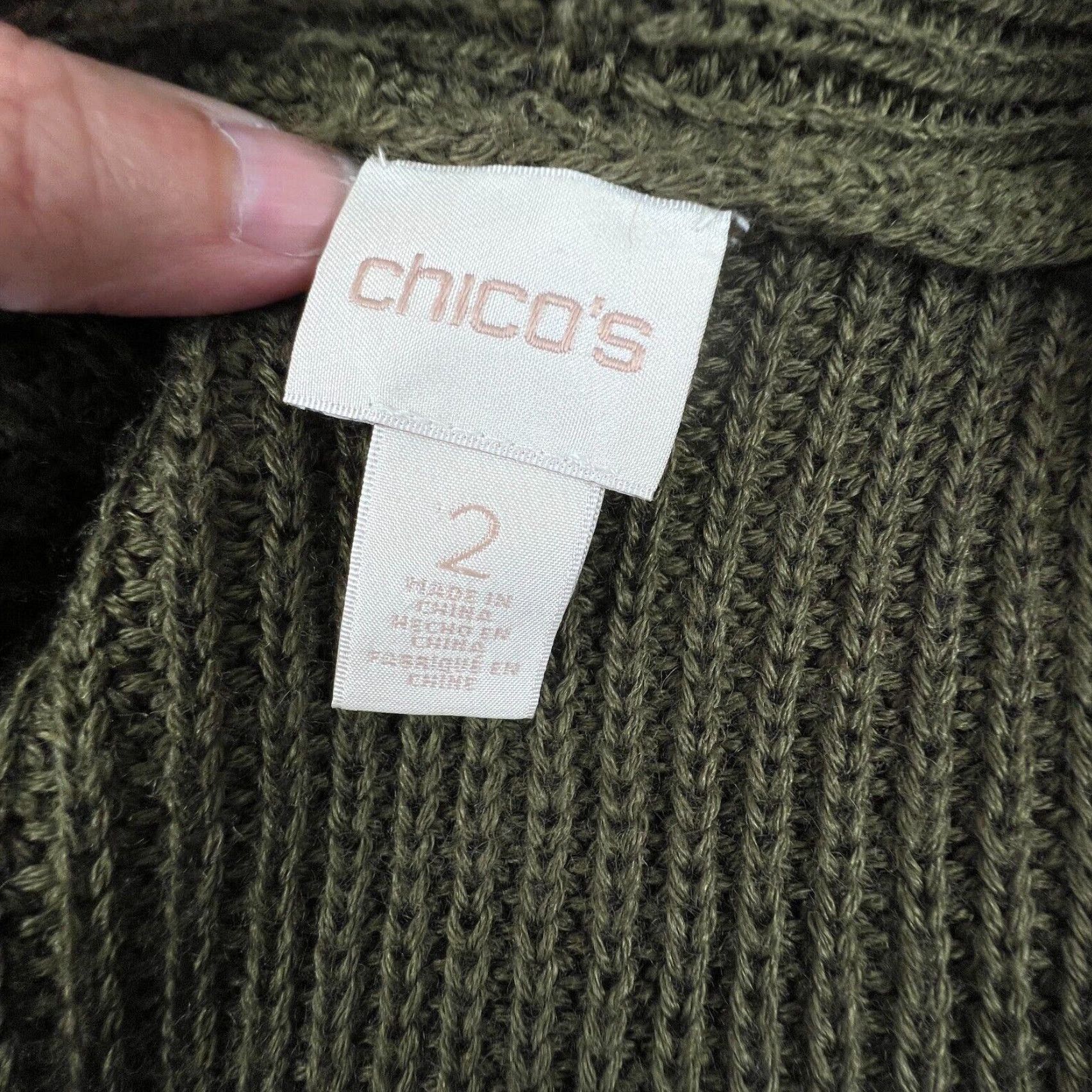 Vintage Chicos Womens Sweater Medium Olive Green Wool Blend Size M / US 6-8 / IT 42-44 - 4 Thumbnail