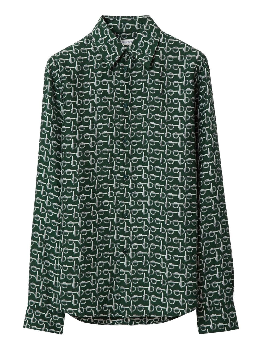 Burberry BURBERRY Monogram B Silk Print Long Sleeve Shirt Size US L / EU 52-54 / 3 - 1 Thumbnail