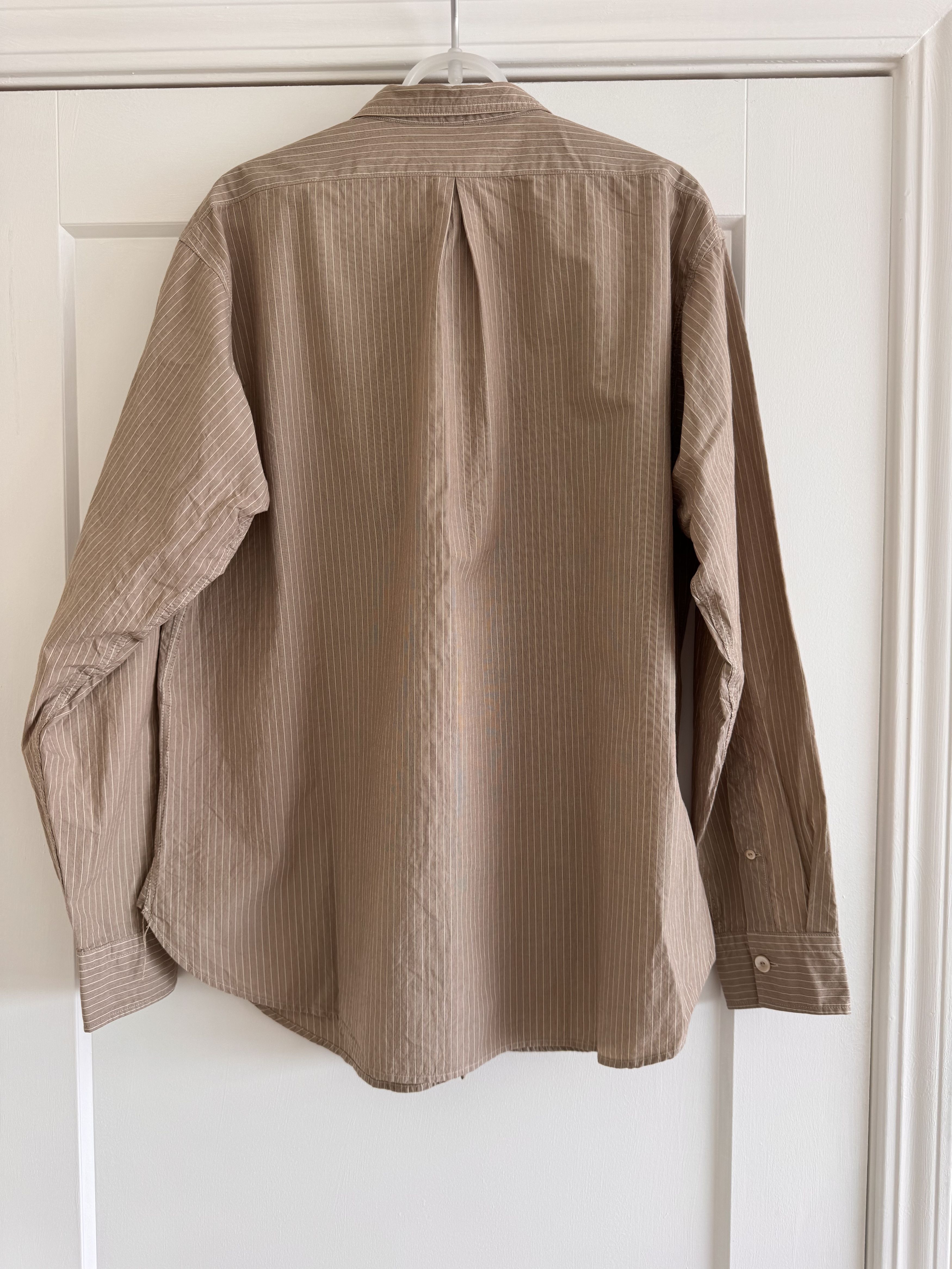 Taiga Takahashi Taiga Takahashi LOT.106 NARROW COLLAR SHIRT BEIGE STRIPE Size US S / EU 44-46 / 1 - 7 Thumbnail