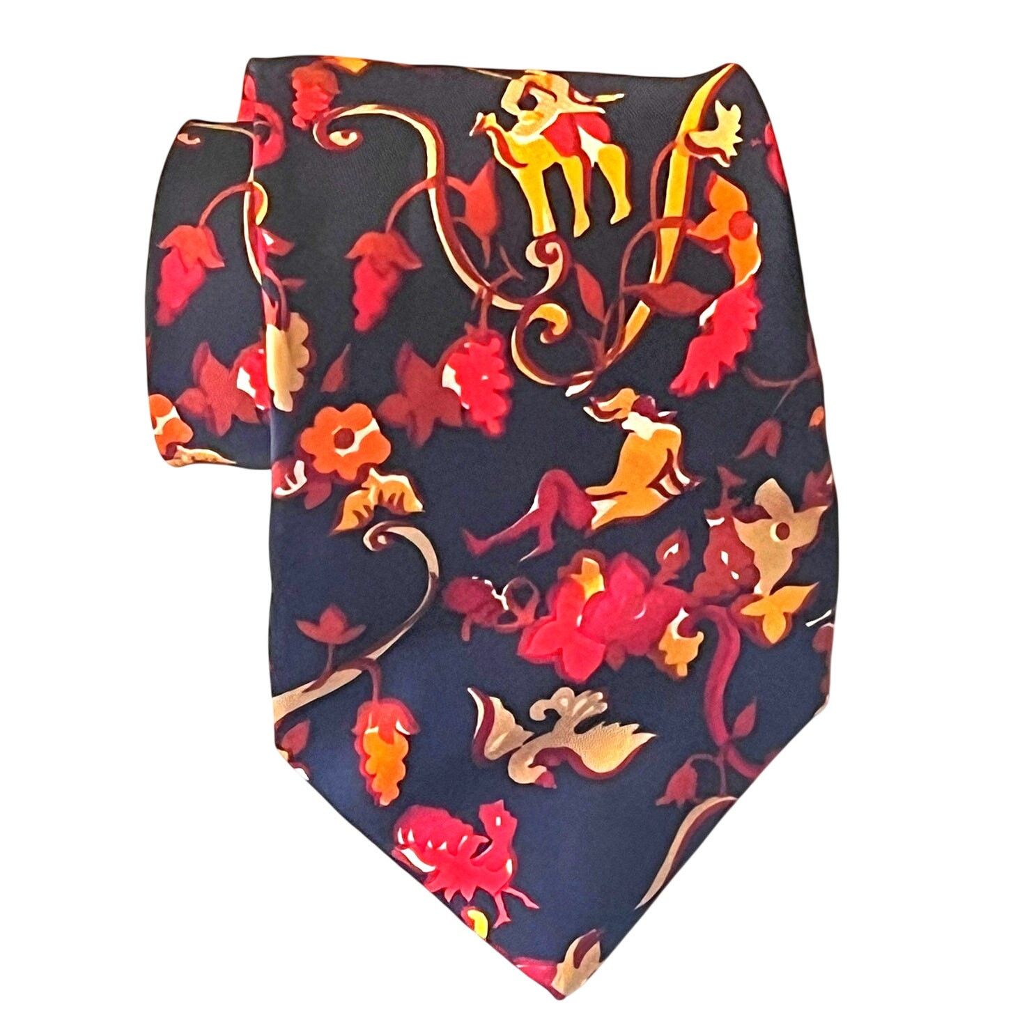Salvatore Ferragamo Silk Tie - Equestrian theme - Navy Blue