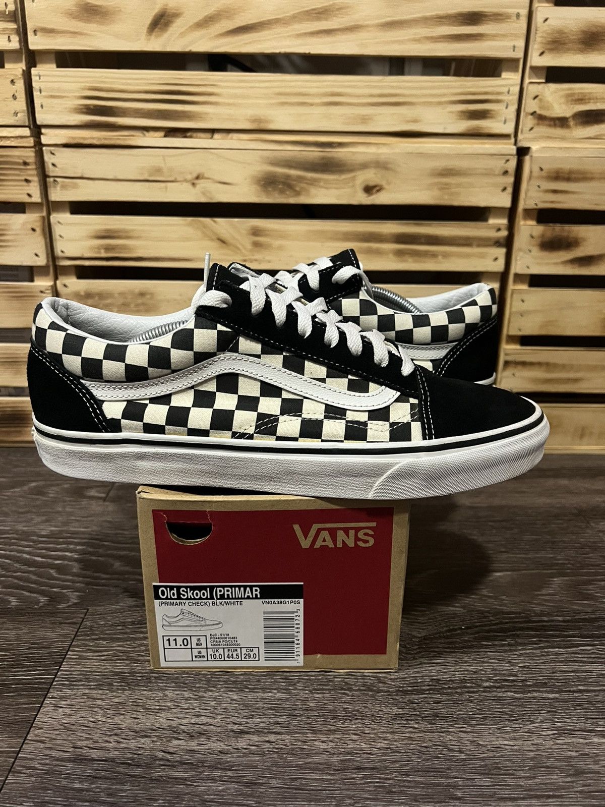 Vans Vans Old Skool Black Checkered Print Sneakers Size 11 Size US 11 / EU 44 - 2 Thumbnail