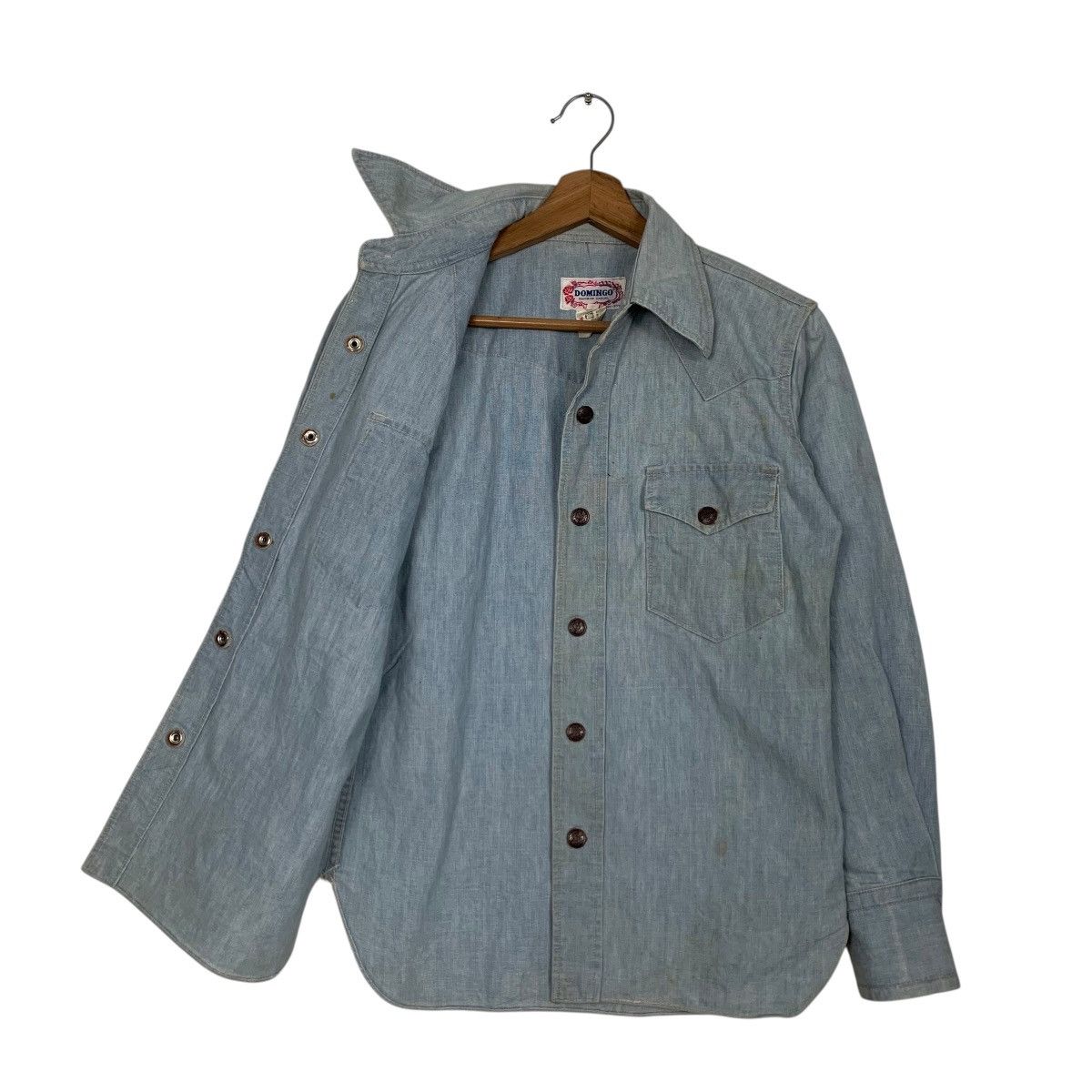 Japanese Brand Vintage 90's DOMINGO Denim Shirt #2925-C132 Size US M / EU 48-50 / 2 - 9 Thumbnail