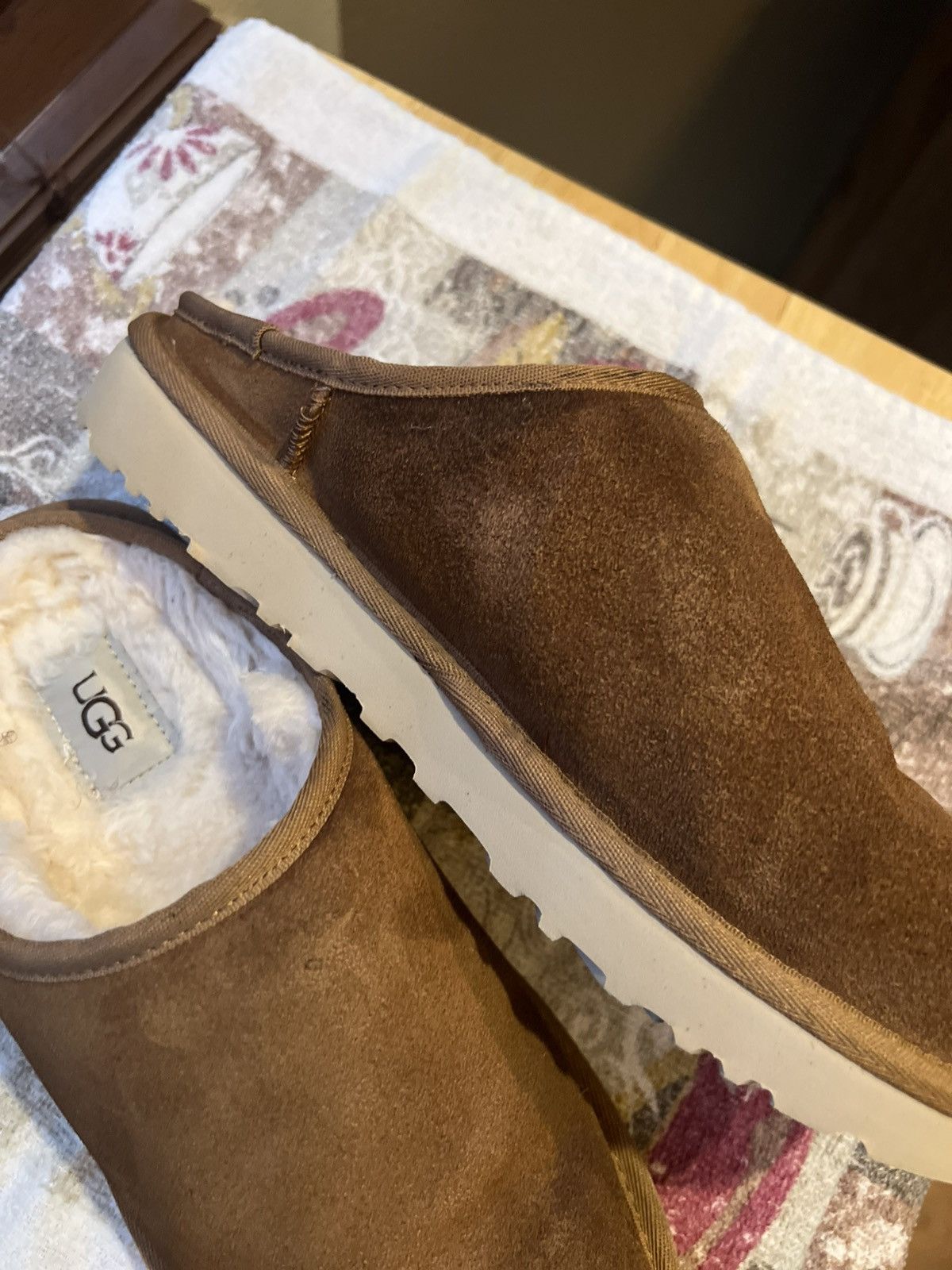 Ugg Authentic UGG Brown Suede slip on outdoor slippers. Size US 7 / EU 40 - 3 Thumbnail