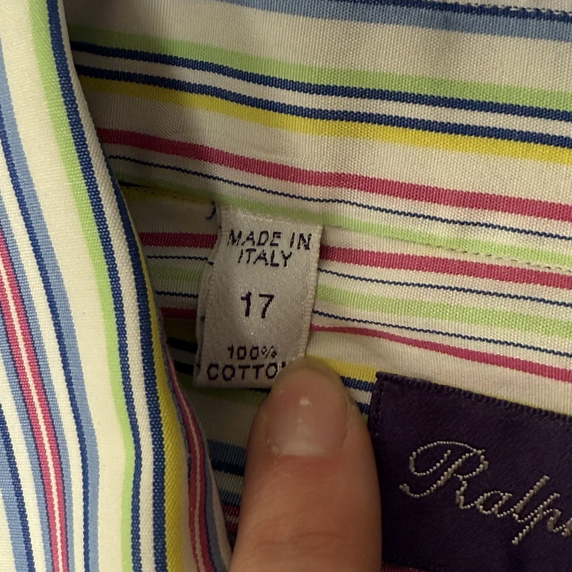 Ralph Lauren Purple Label Vtg Ralph Lauren Italy PURPLE LABEL RAINBOW Stripe Shirt Size US XL / EU 56 / 4 - 7 Thumbnail