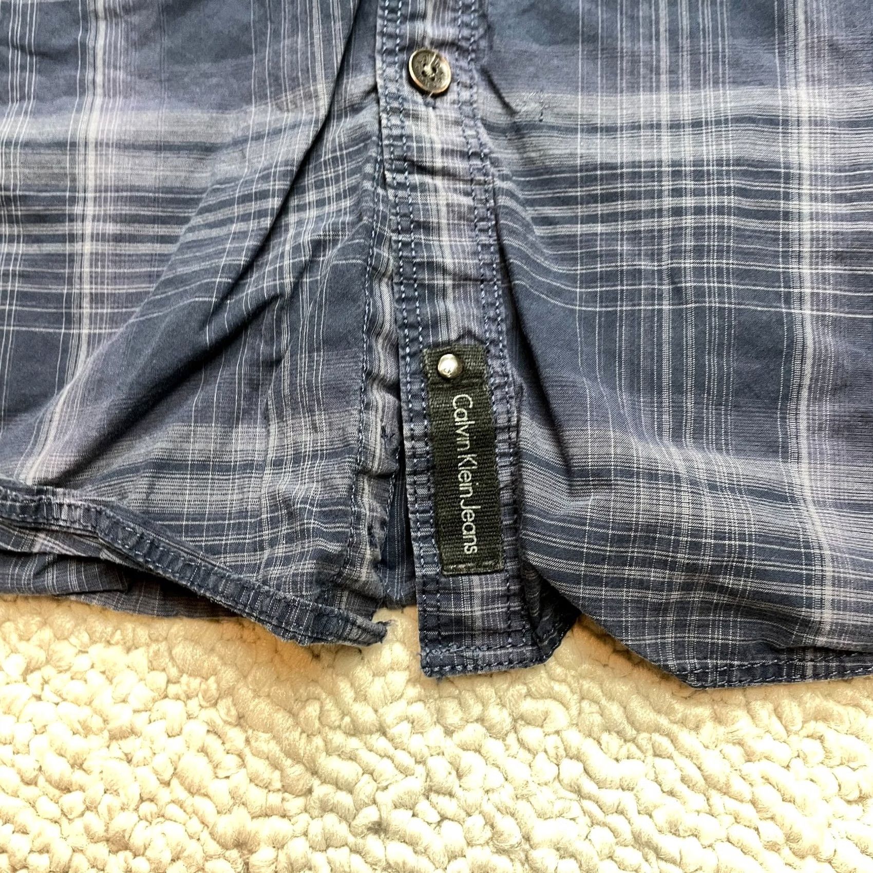 Vintage Calvin Klein Jeans Shirt Mens 2XL Blue Plaid Long Sleeve Button-Up Collared Cotton Modern Fit Shirt Size US XXL / EU 58 / 5 - 5 Thumbnail