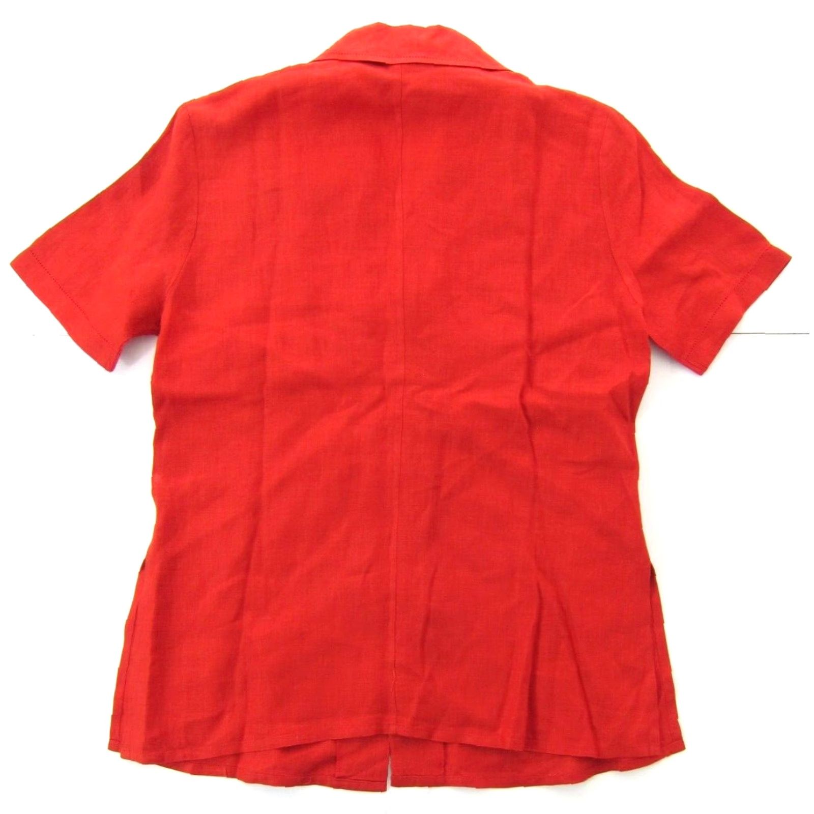 Vintage VINTAGE Carry Back 100% Linen Red Collared Button Down Short Sleeve Blouse 8 Size M / US 6-8 / IT 42-44 - 2 Thumbnail