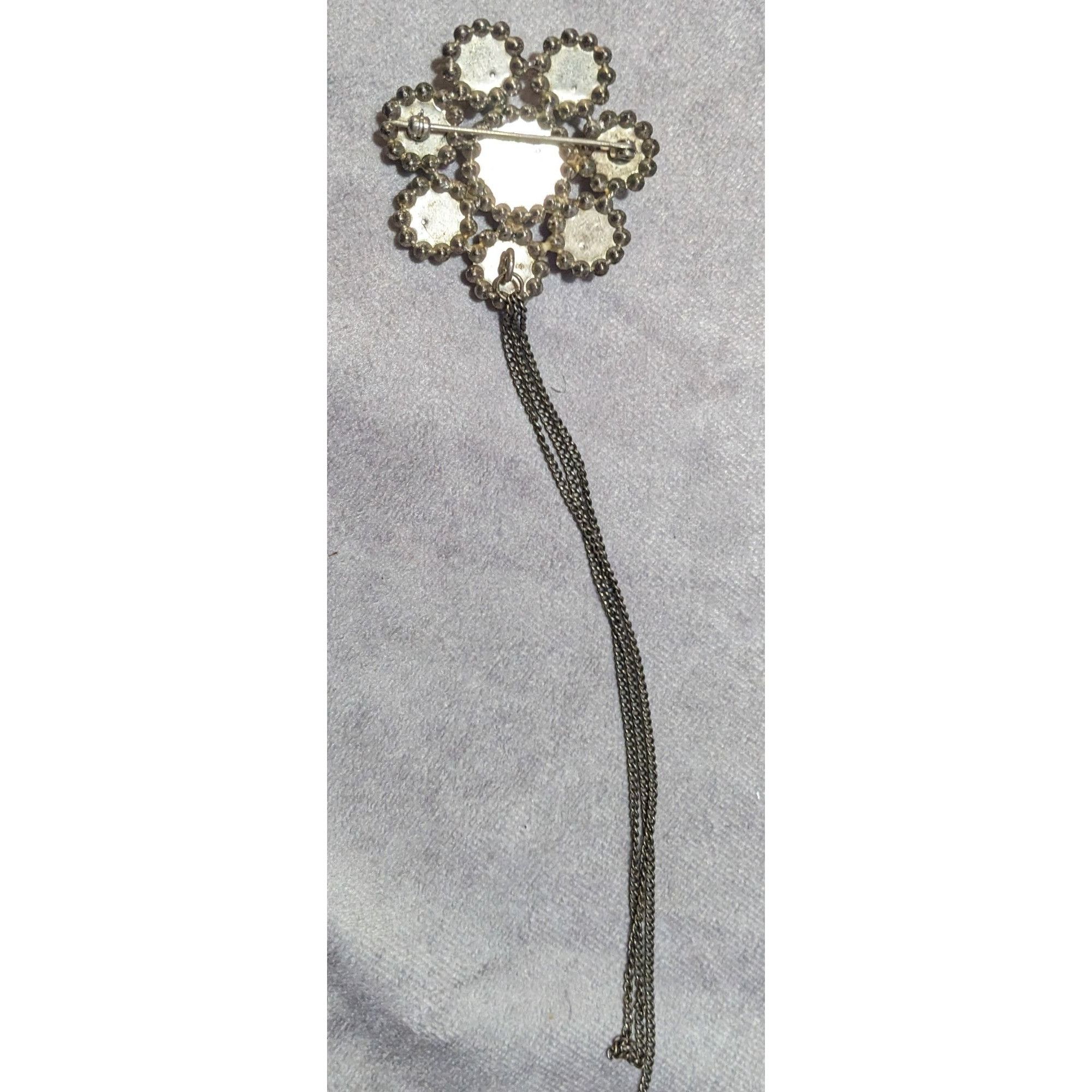Other Vintage Brutalist Floral Rhinestone Chain Brooch Size ONE SIZE - 6 Thumbnail