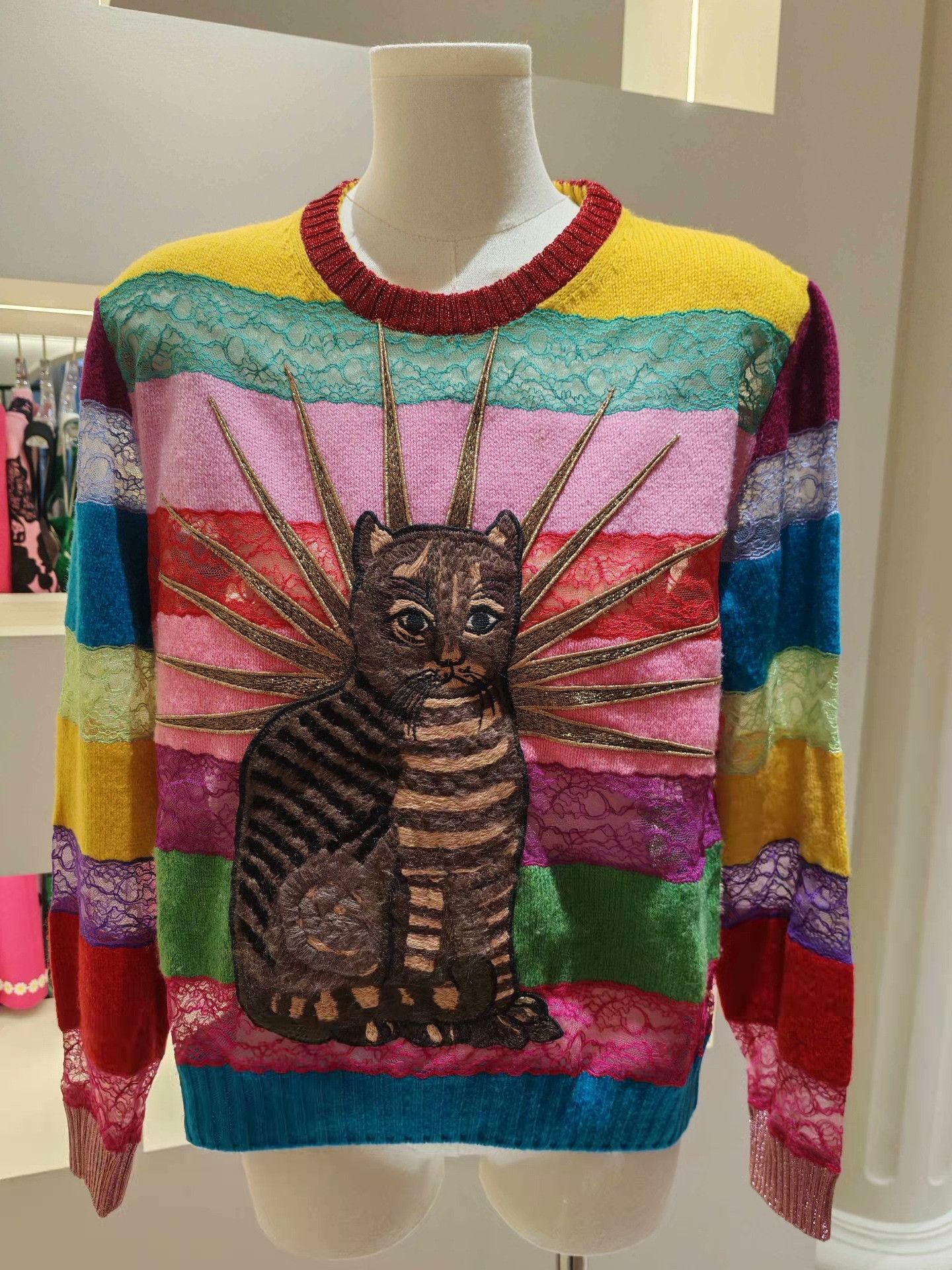 Gucci Gucci Rainbow Cat Embroidery Sweater Size L / US 10 / IT 46 - 1 Thumbnail