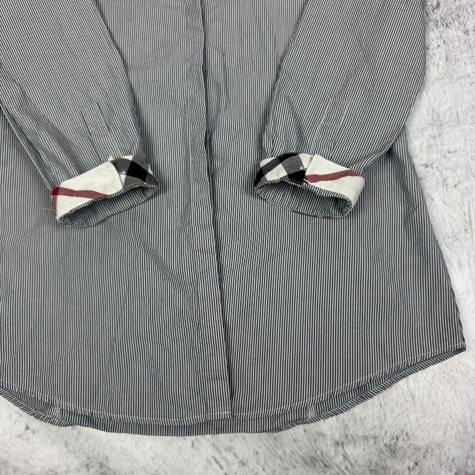 Burberry Burberry Brit Women's Black White Striped Button-Up Shirt S Size S / US 4 / IT 40 - 7 Thumbnail