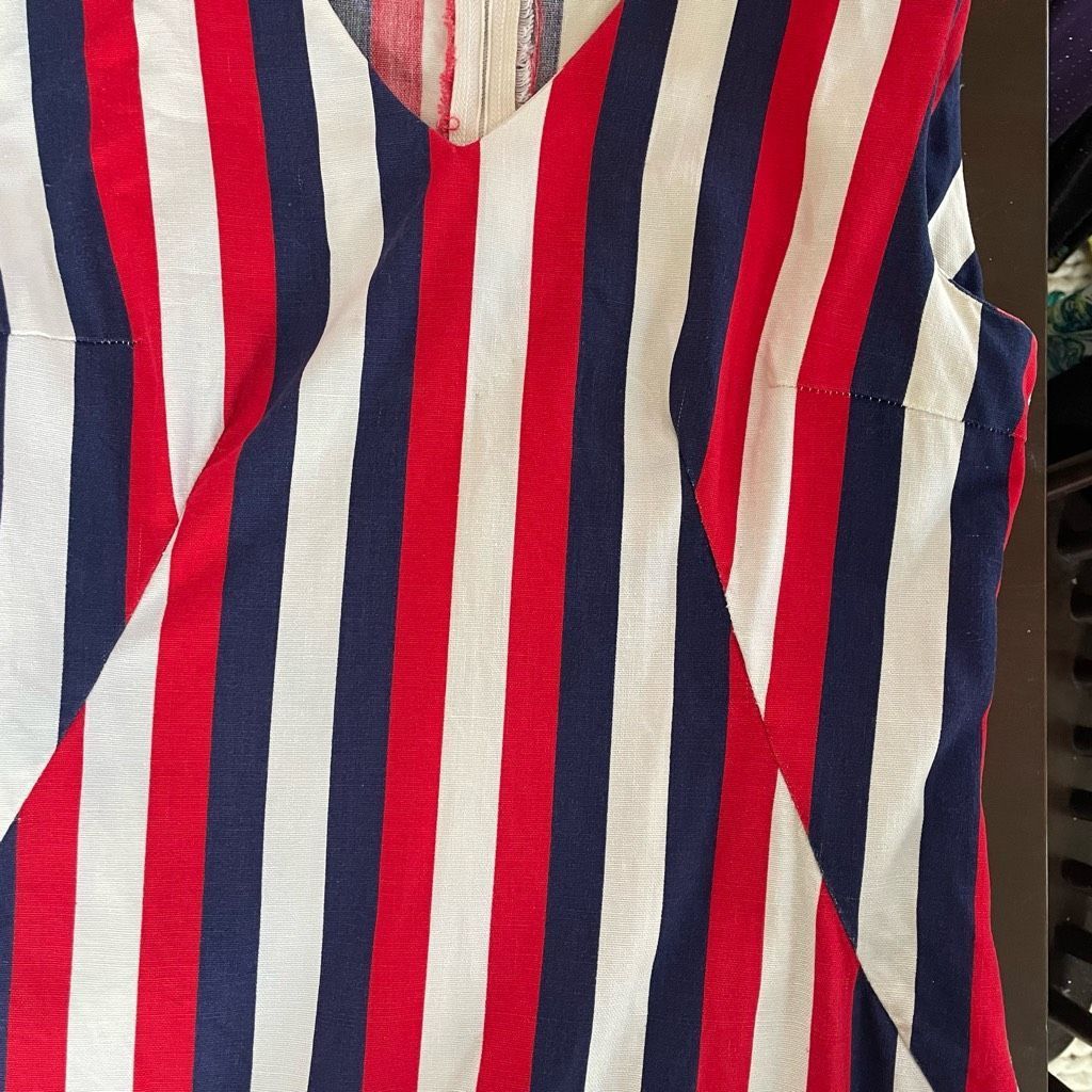 Vintage Vintage 60s Mod Stripe GoGo Mini Dress Red Blue S Size S / US 4 / IT 40 - 5 Thumbnail