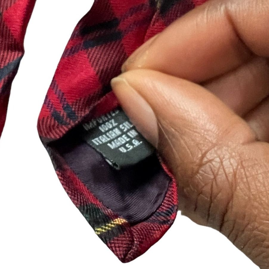 Liberty London Liberty of London Red Plaid Tartan Necktie Silk Men's Tie Size ONE SIZE - 7 Thumbnail