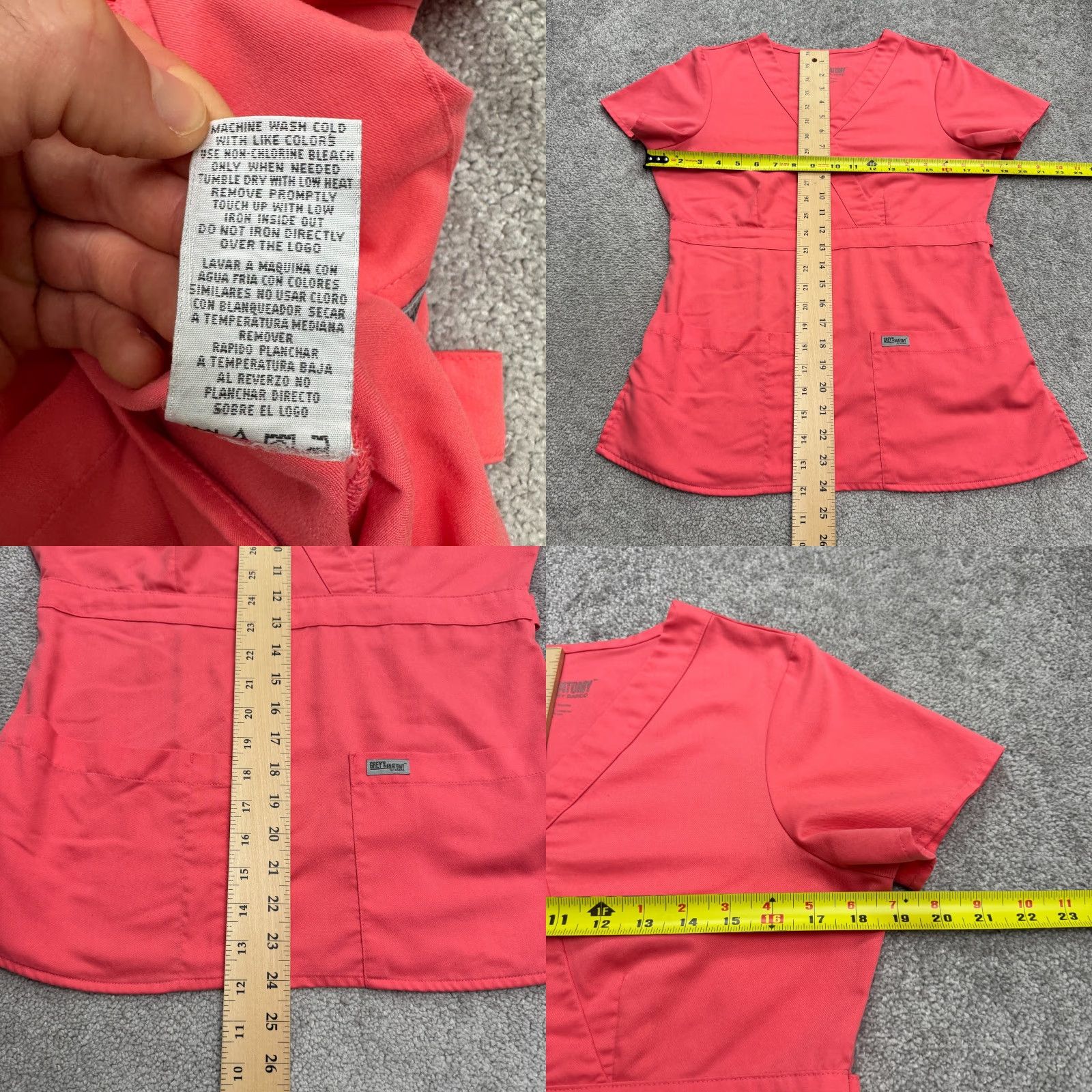 Pinko Grey's Anatomy Shirt Womens Small Pink V-Neck Medical Uniform Work Size S / US 4 / IT 40 - 8 Thumbnail