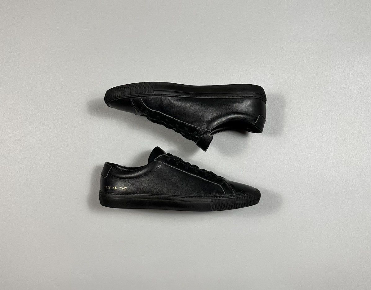 Common Projects Common Projects Achilles Low Black Leather Sneakers Size US 13 / EU 46 - 1 Thumbnail