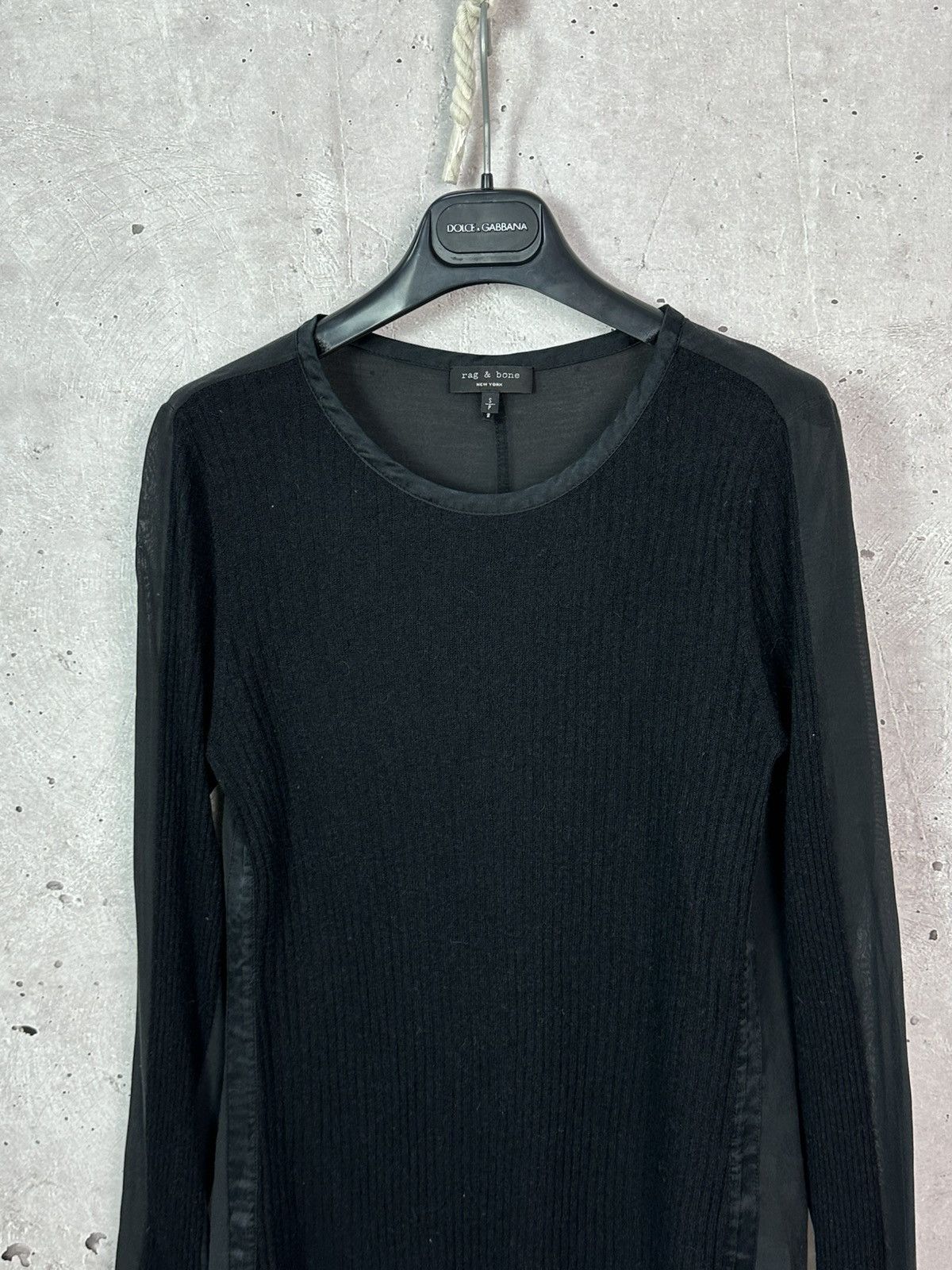 Rag & Bone × Vintage Rag&Bone Wool Silk Blended Black Ribbed Long Sleeve Sweater Size S / US 4 / IT 40 - 2 Thumbnail