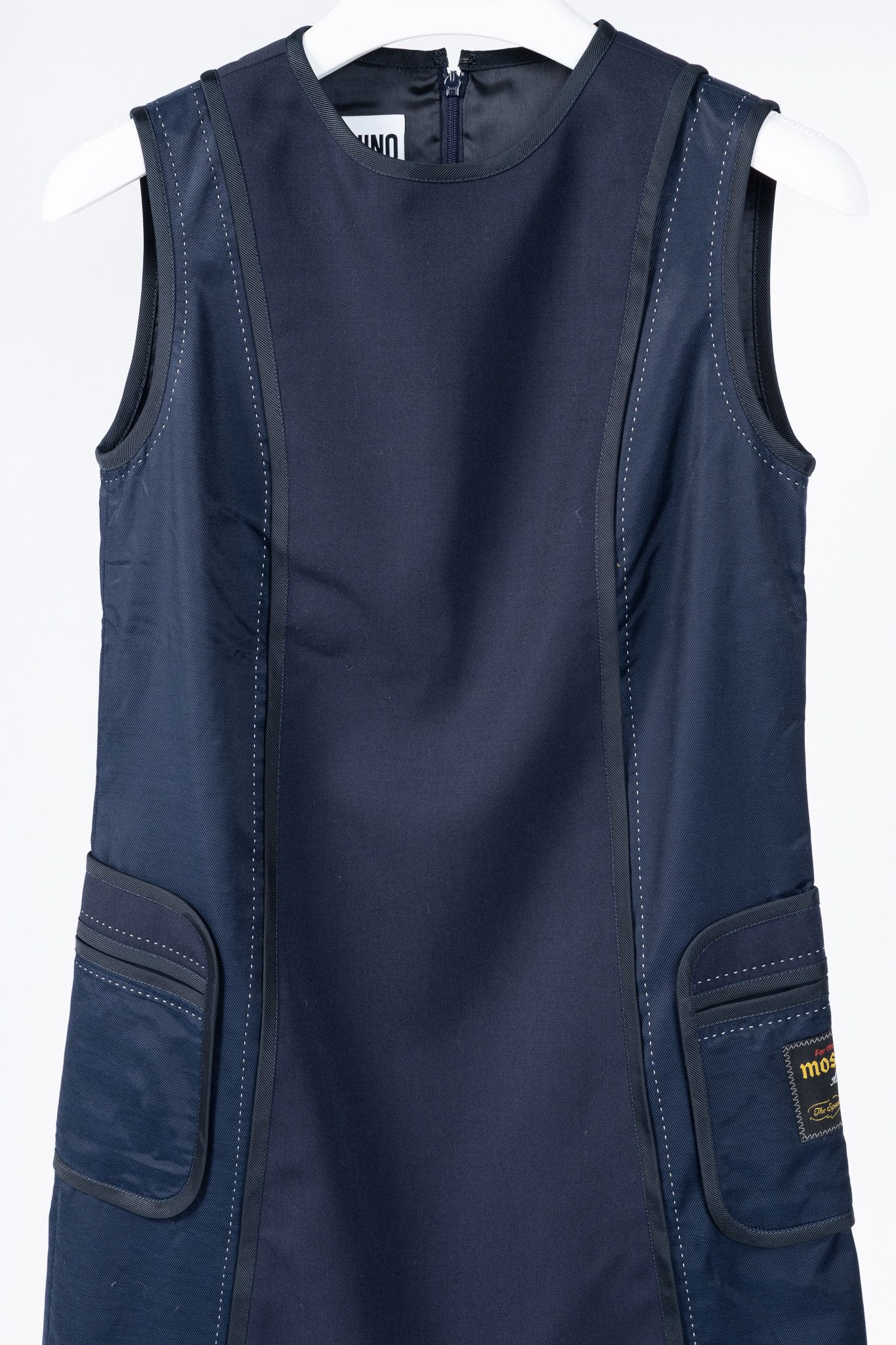 Moschino Moschino PF/23 Navy Wool Inside-Out Shift Dress Size M / US 6-8 / IT 42-44 - 3 Thumbnail