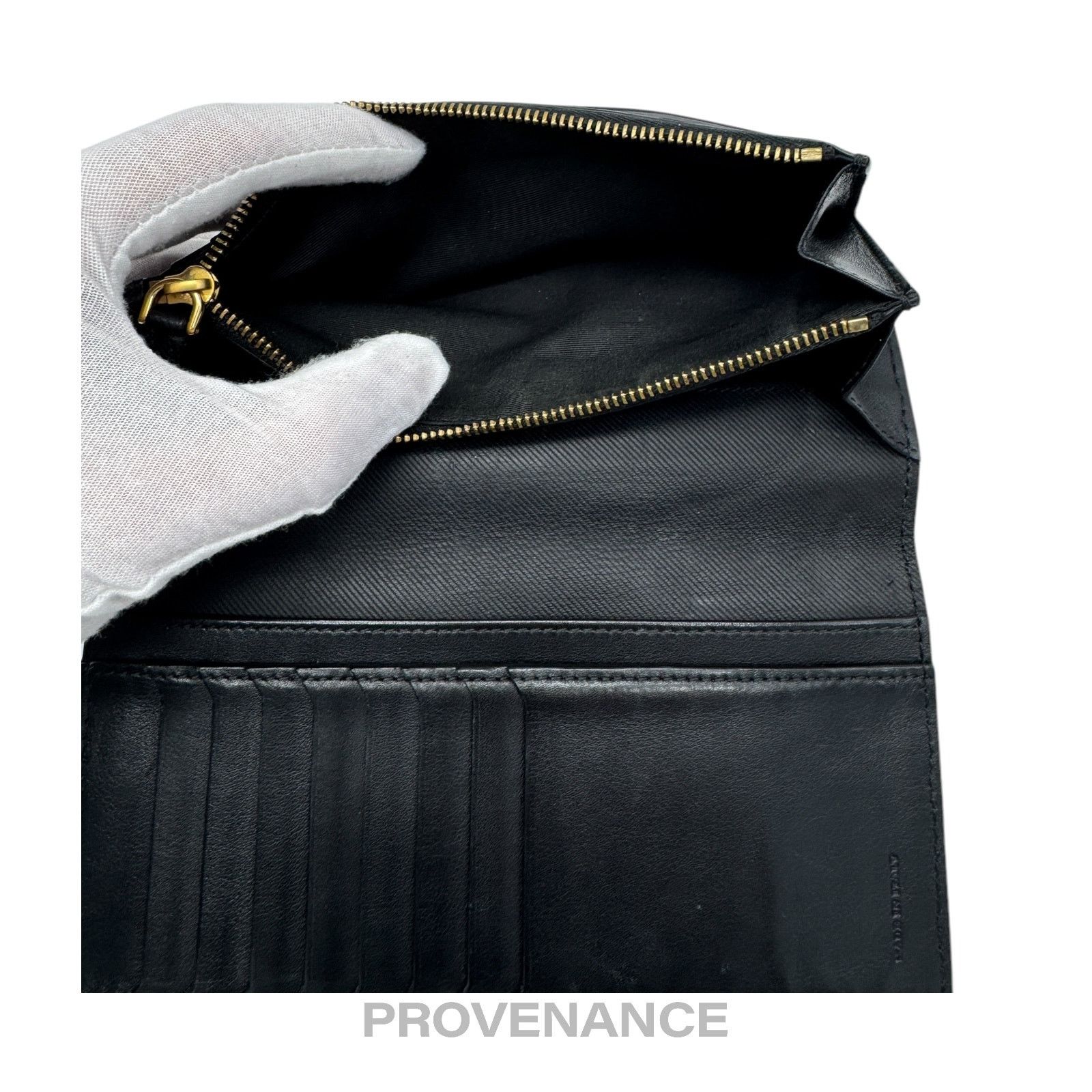 Burberry 🔴 Burberry Logo Long Wallet - Black Leather Size ONE SIZE - 4 Thumbnail