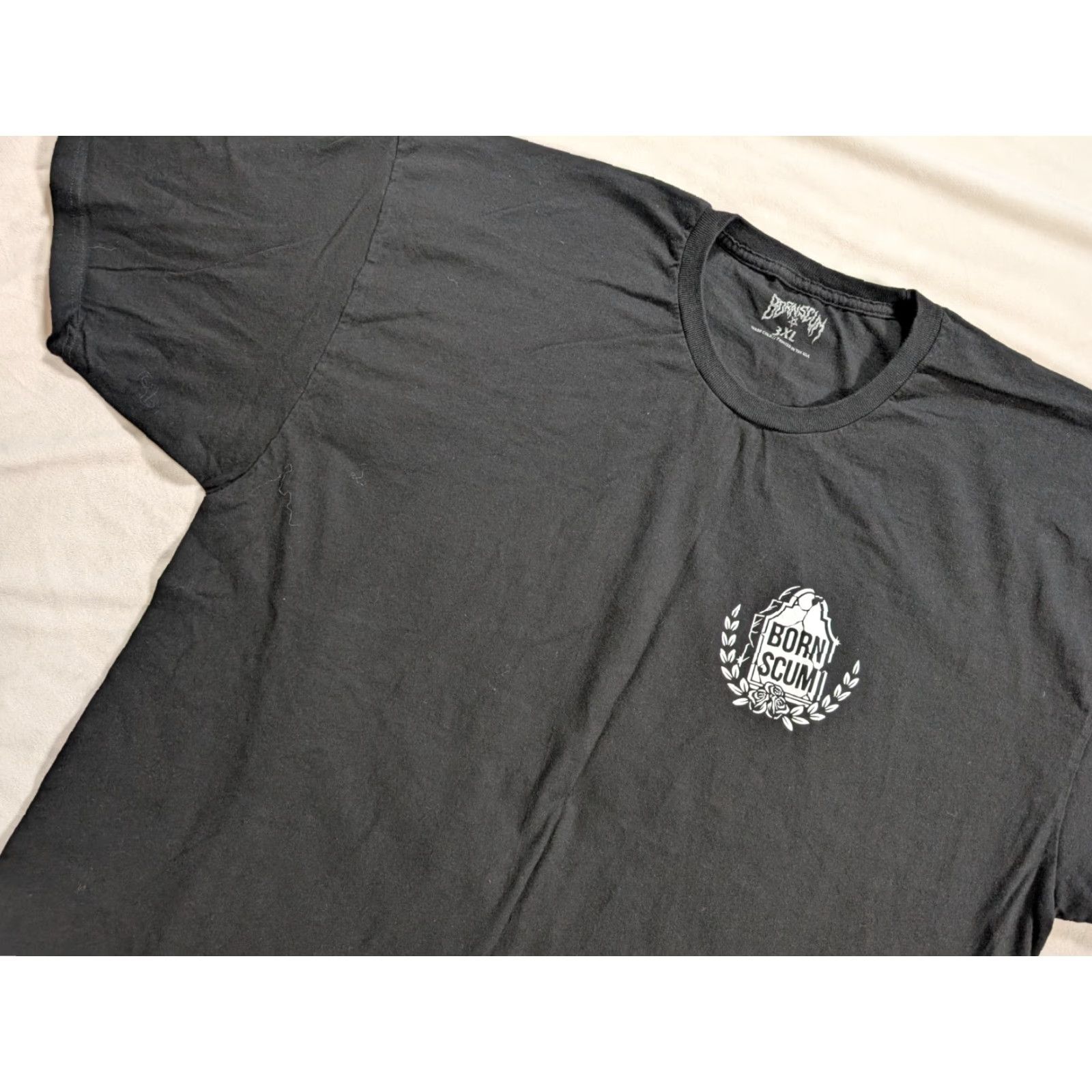 Born Born Scum T-Shirt Men 3XL Black Double-Sided Printed In The USA Graphic Print Crew Neck Short Sleeve Vintage? Size US XXL / EU 58 / 5 - 2 Thumbnail