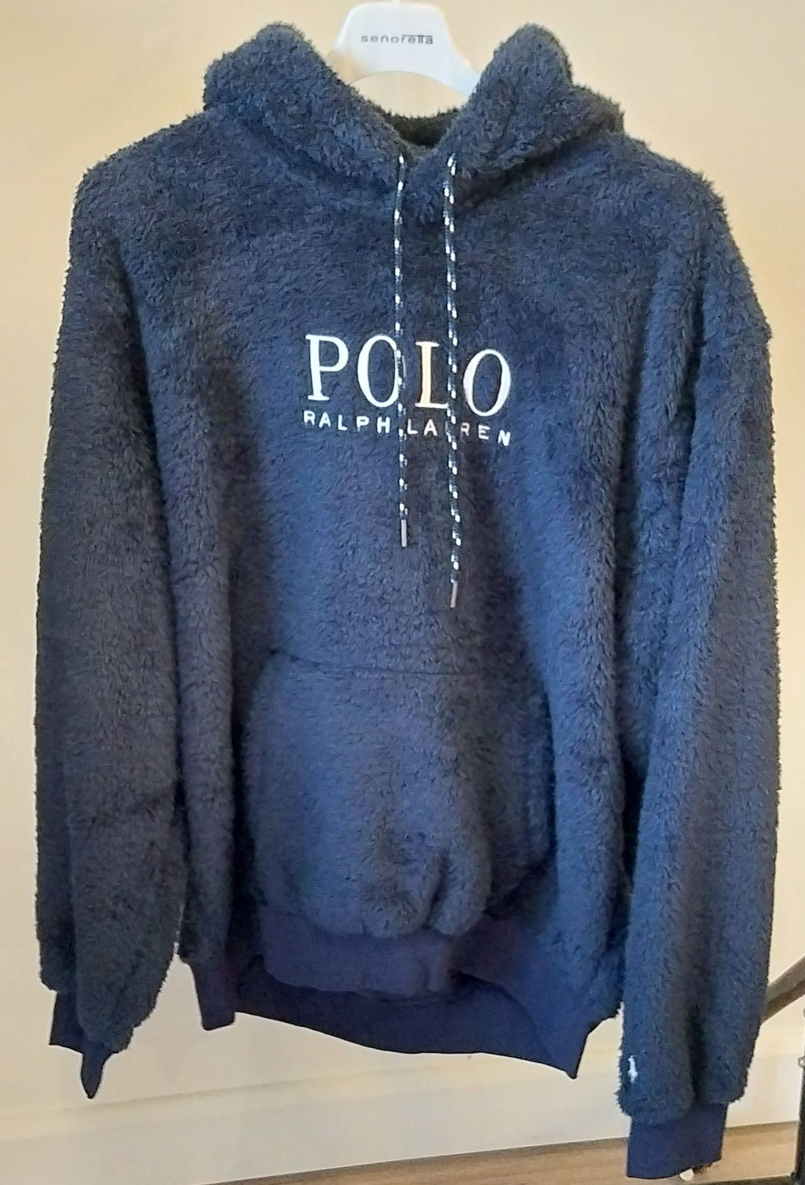 image of Polo Ralph Laurent Sherpa Hoodie Navy Blue, Men's (Size Large)