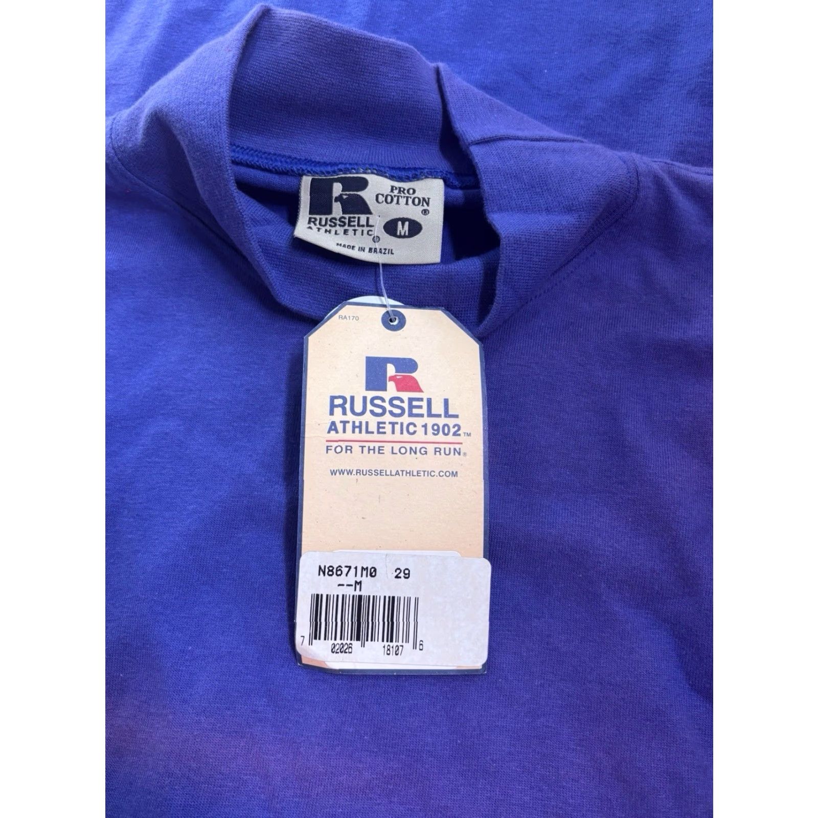 Russell Athletic VINTAGE Russell Athletic Pro Cotton Mock Neck Shirt Mens M Purple 90s NWT NOS Long Sleeve Shirts Size US M / EU 48-50 / 2 - 3 Thumbnail