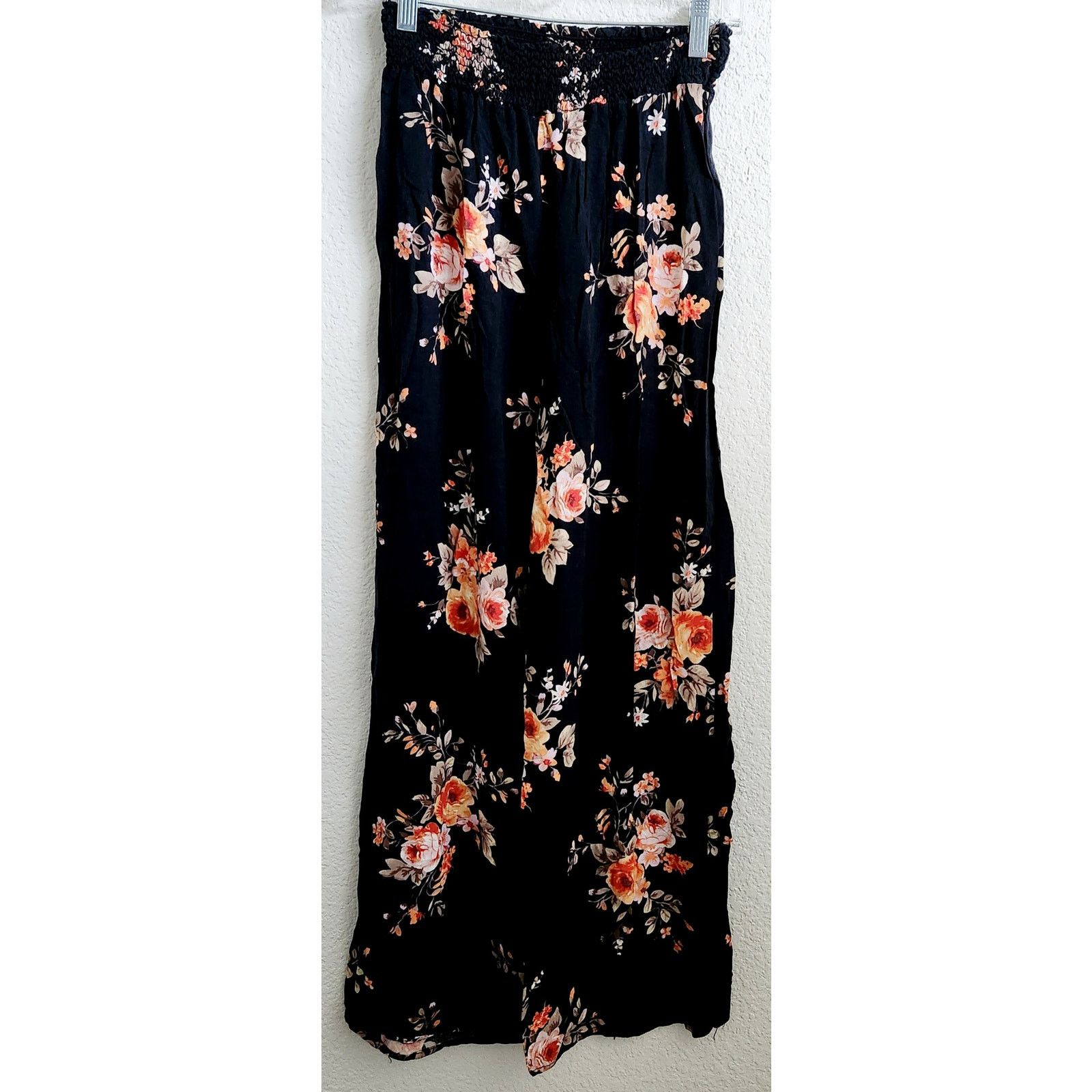 Other M. Fasis Black Orange Floral Print Wide Leg Palazzo Pants M Size 22" - 1 Thumbnail
