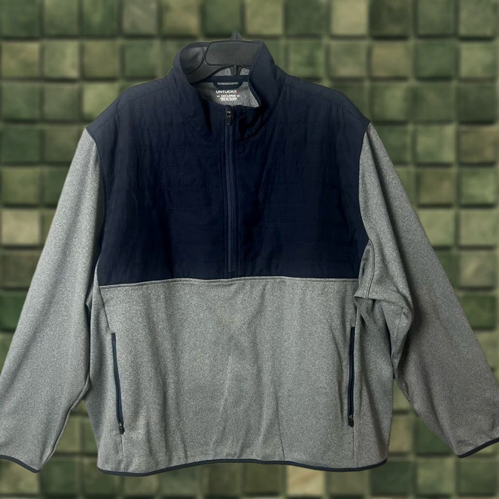 UNTUCKit UNTUCKit Pullover Jacket 1/4 Zip Navy Gray 3XLT Men Big & Tall Pockets Polyester Blue Size US XXL / EU 58 / 5 - 1 Thumbnail