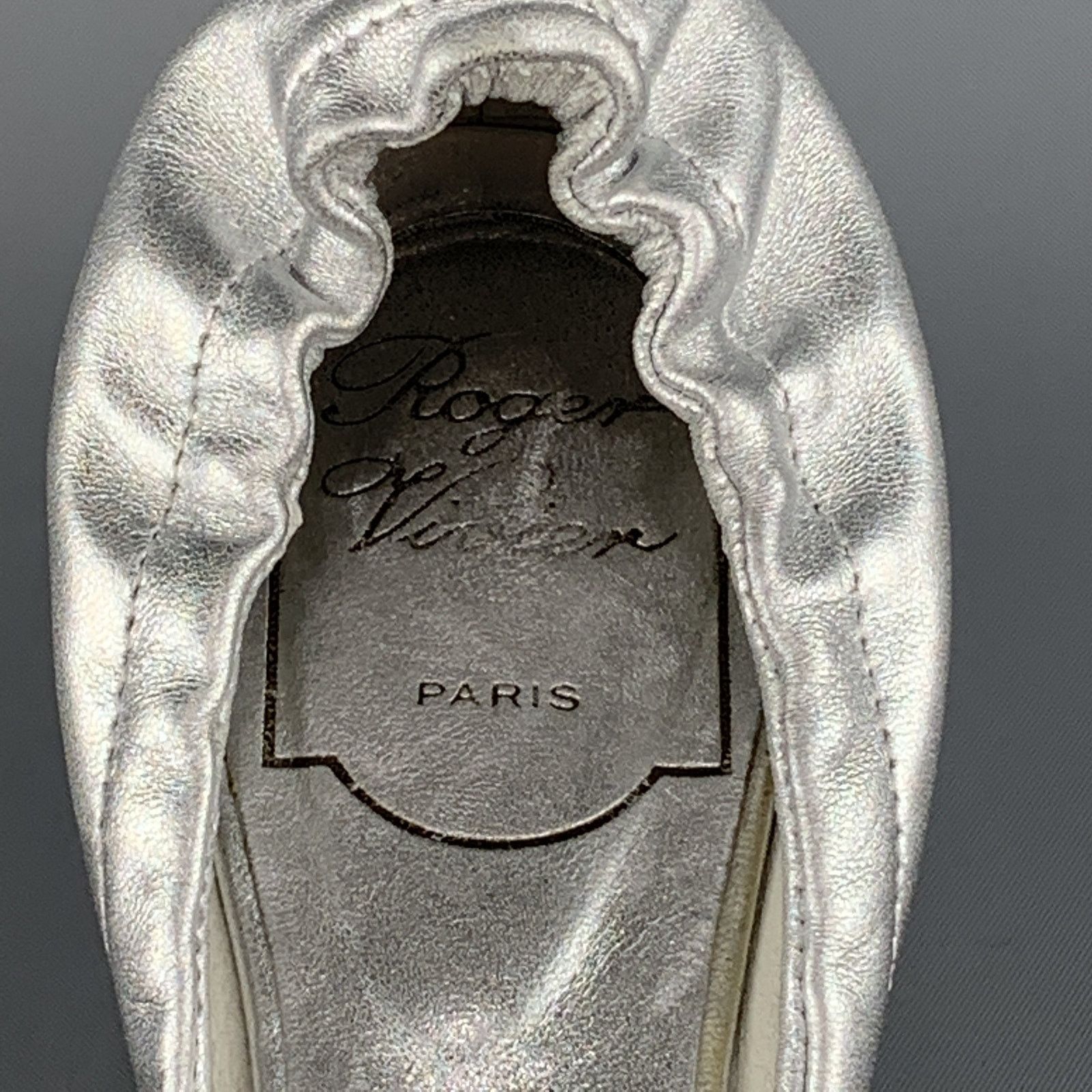 Roger Vivier ROGER VIVIER Size 6.5 Silver Leather Chips Buckle Flats Size US 6.5 / IT 36.5 - 7 Thumbnail