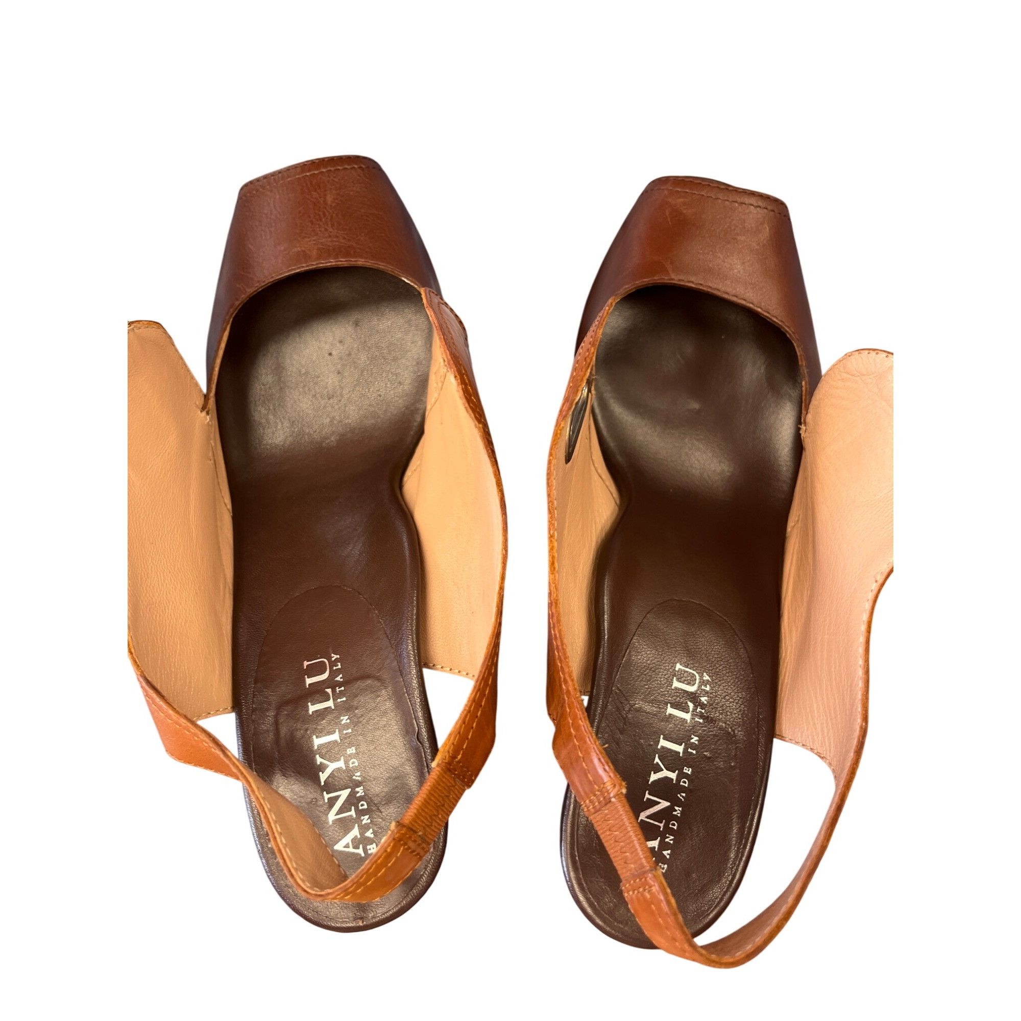Other Anyi Lu Womens Brown Leather Slingback Heals Sz 38 SKU 8947 Size US 8 / IT 38 - 13 Thumbnail