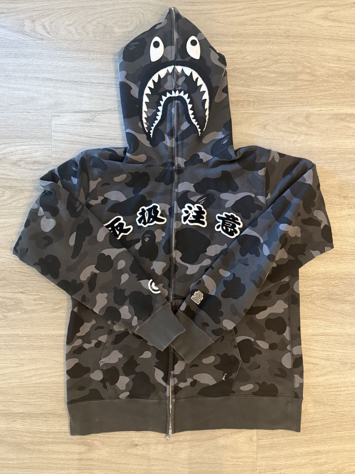 Bape Bape black eyepatch shark full zip | Grailed