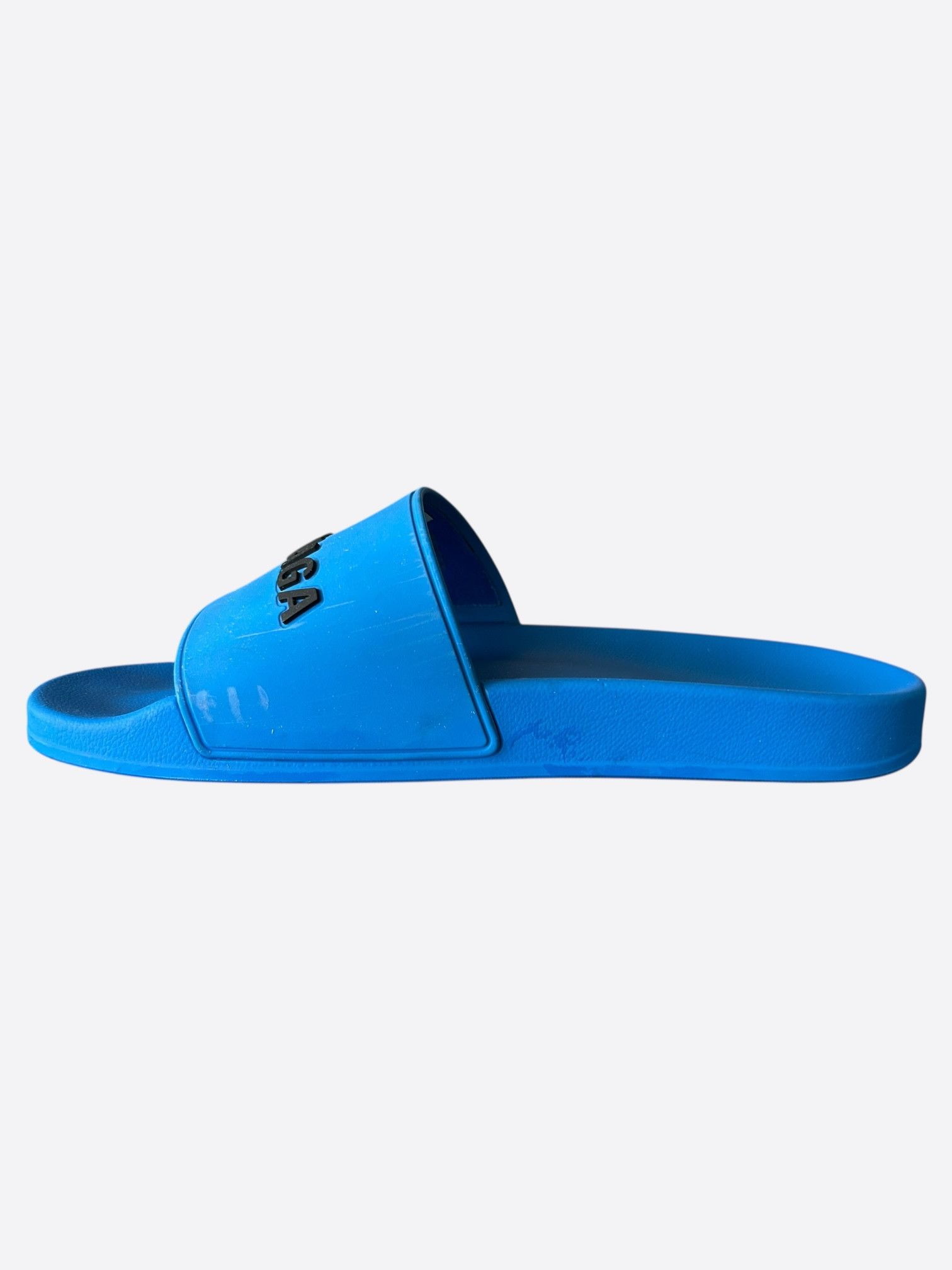 Balenciaga Blue & Black Logo Slides