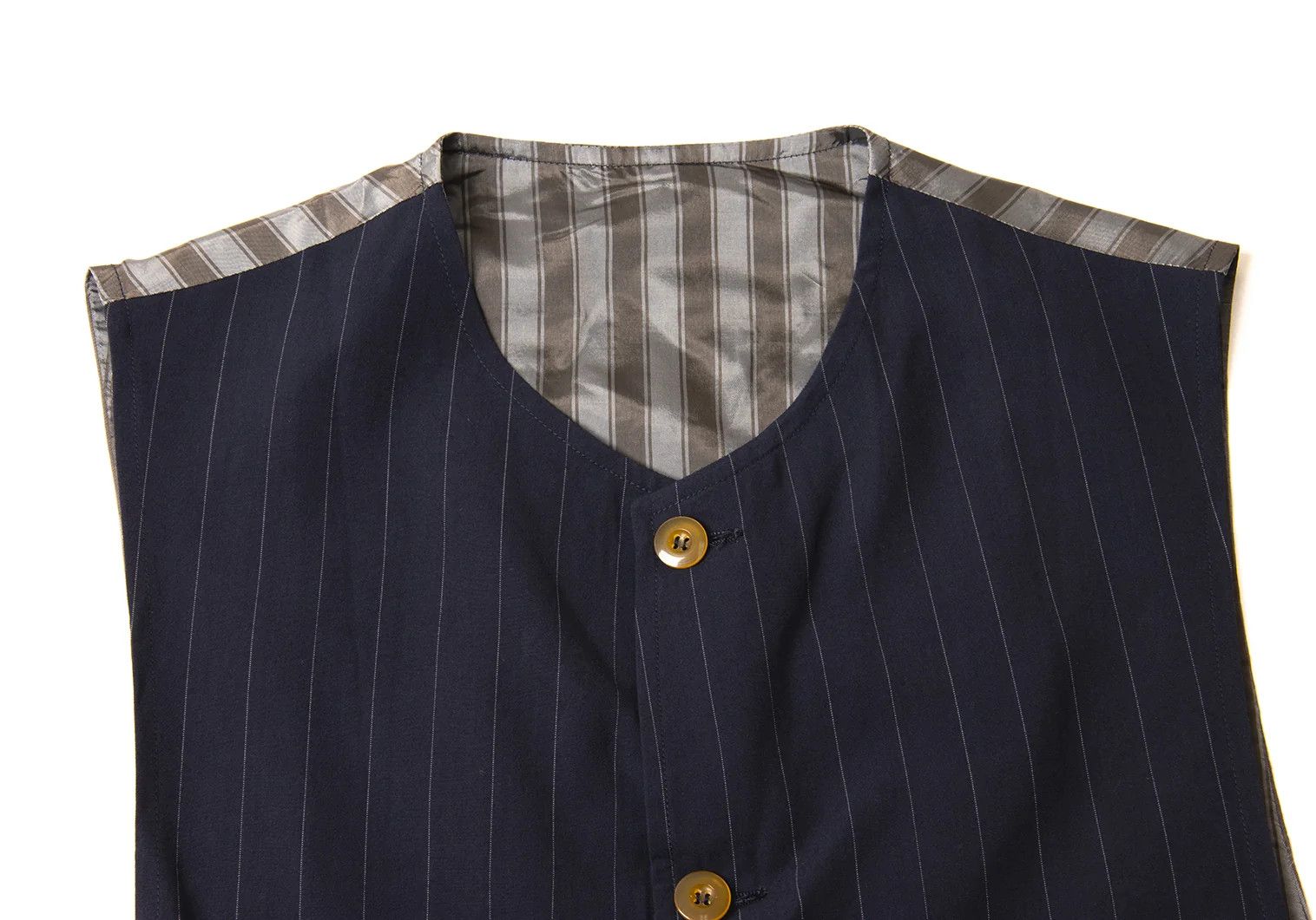 Emporio Armani Striped Sleeveless Vest in Navy Gray Size 48 Size US M / EU 48-50 / 2 - 2 Thumbnail