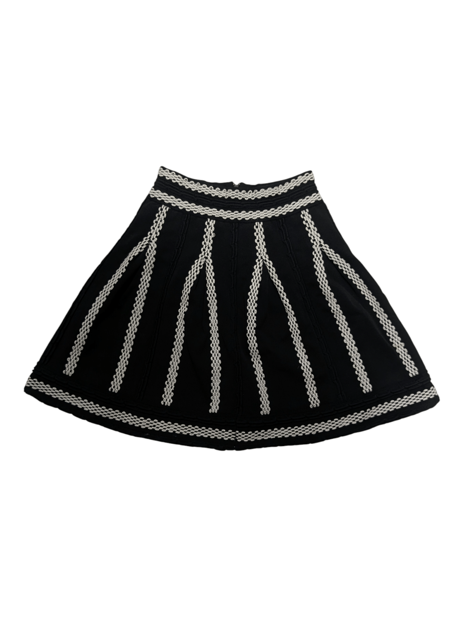 Maje Maje Black A-Line Skirt With White Embroidery Pattern Size 26" / US 2 / IT 38 - 1 Thumbnail