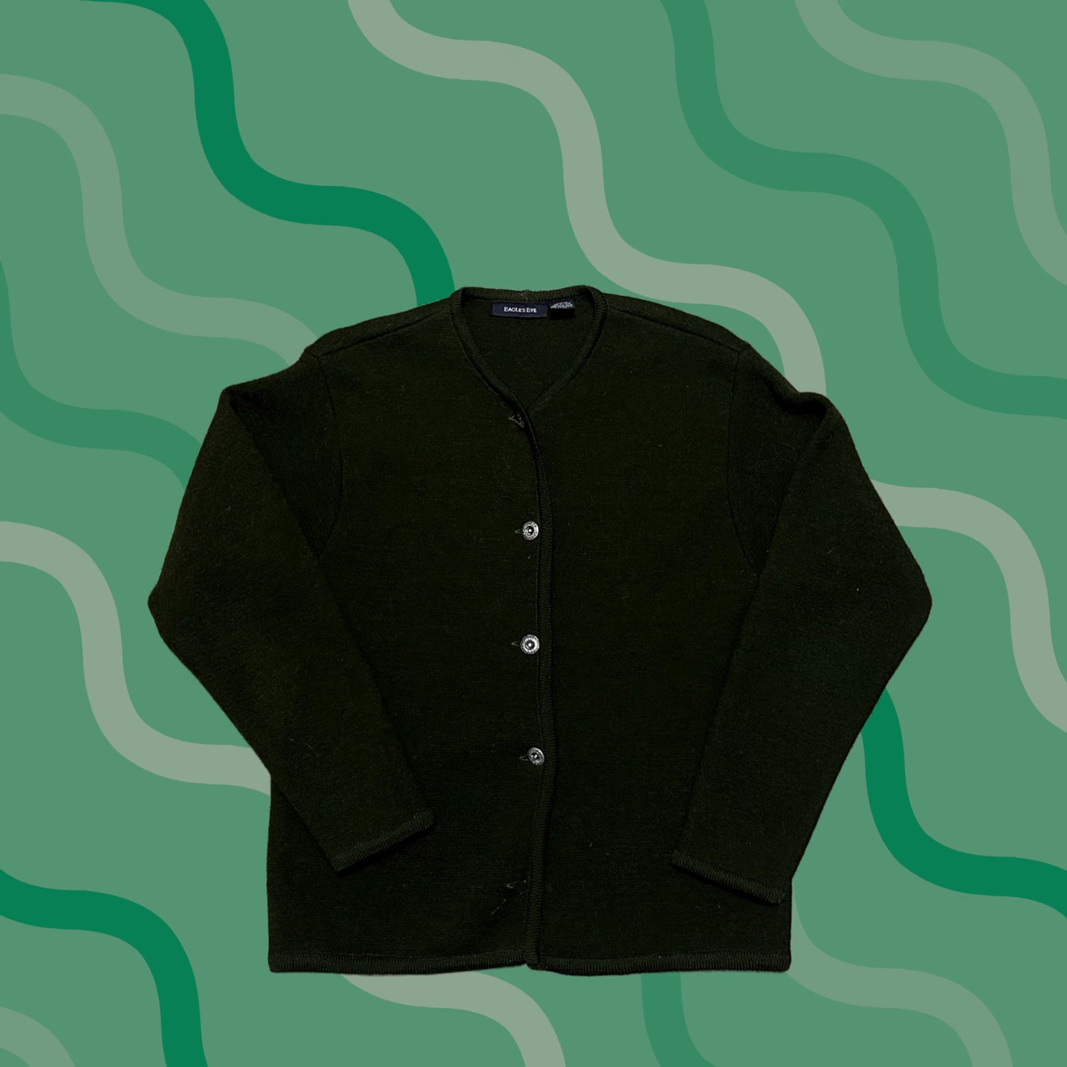 Vintage VINTAGE Eagles Eye Cardigan Sweater Green Wool Button Down 90s Medium Womens Size M / US 6-8 / IT 42-44 - 1 Thumbnail