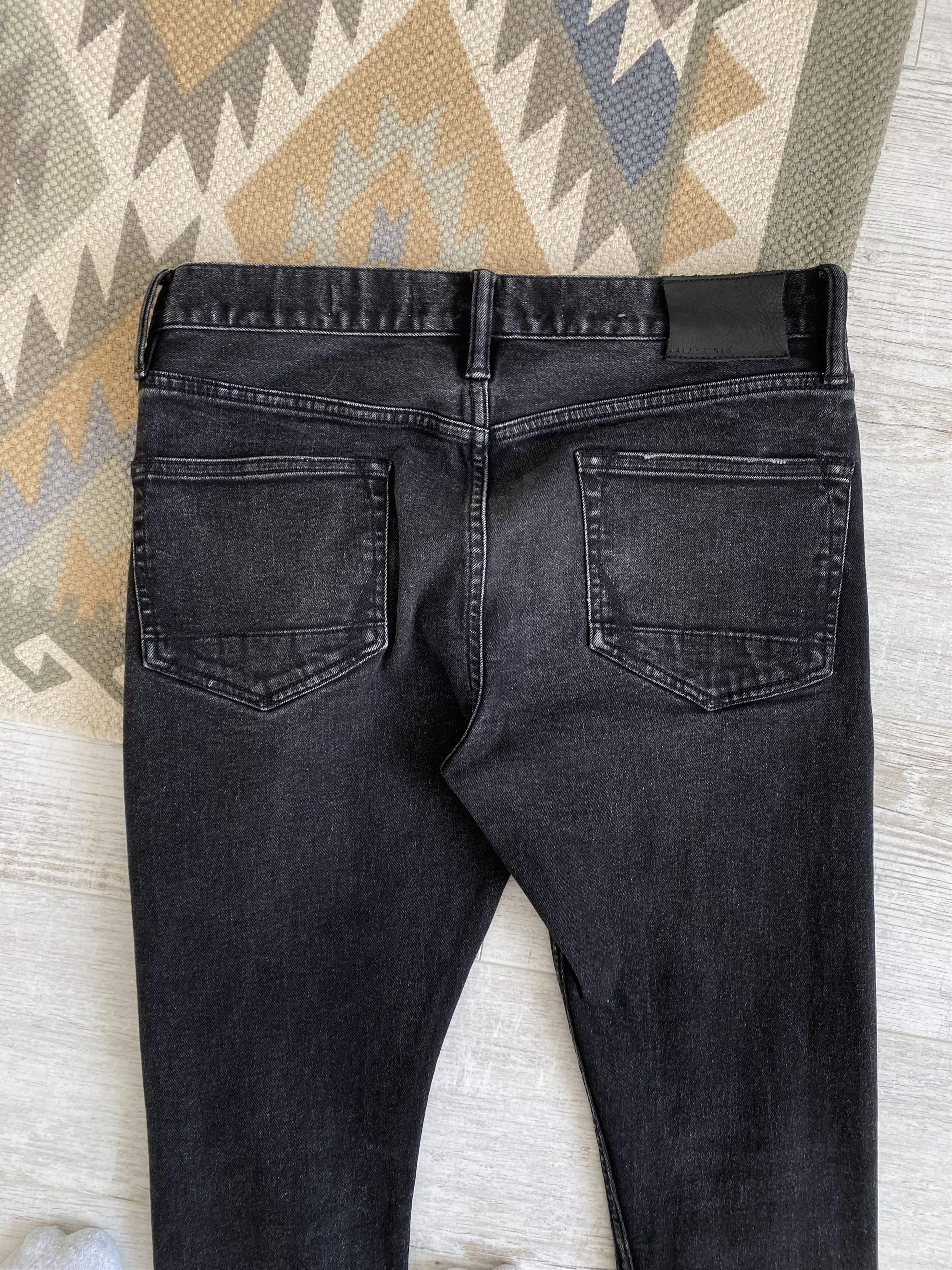 Allsaints Allsaints Cotton Black Washed Slim Denim Jeans Pants Size US 31 - 8 Thumbnail