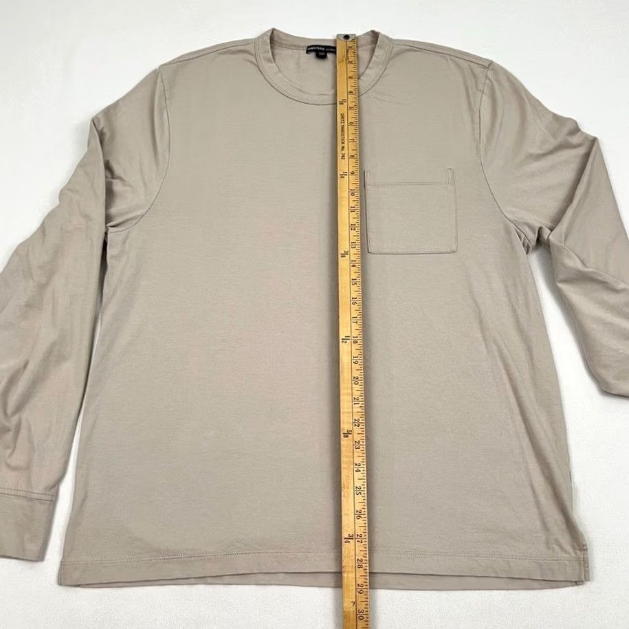 James Perse James Perse Men XL Beige Long Sleeve Pocket Cotton Crew Casual Made in Japan T-Shirt Regular Fit Wood Logo Dec 2020s Vintage No Size US XL / EU 56 / 4 - 3 Thumbnail