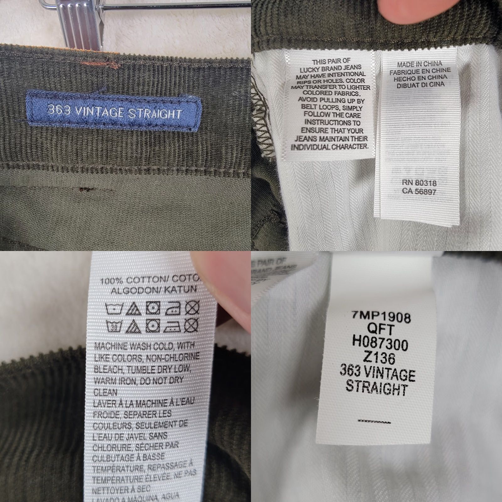 Lucky Brand Lucky Brand Pants Men 40x32 Green Corduroy Casual Straight Leg 90s Preppy Hipster Fall Winter Spring Mens Size US 40 / EU 56 - 10 Thumbnail