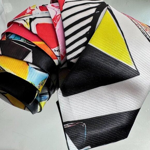 Handmade Modernist Striped Tie Retro Designer Menswear Tie Necktie Mi Size ONE SIZE - 6 Thumbnail
