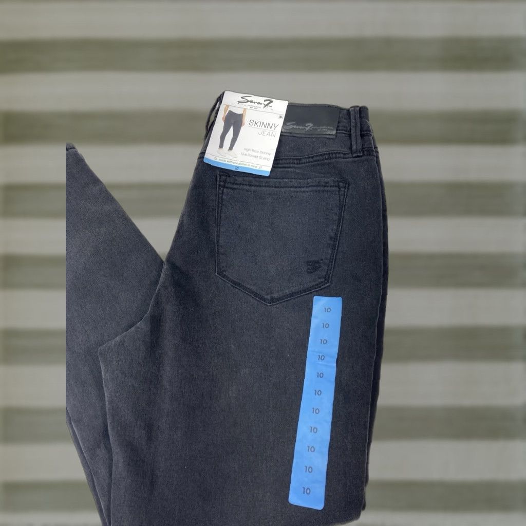 Vintage Seven7 Skinny Jeans Women Size 10 30x30 Black Denim High Rise Stretch NWT Size 32" / US 10 / IT 46 - 1 Thumbnail