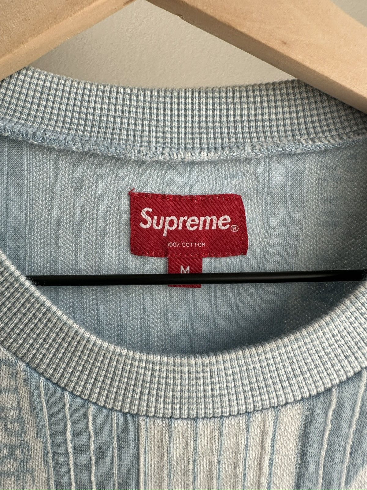 Supreme Textured Stripe Crewneck Sweater Blue Size US M / EU 48-50 / 2 - 4 Thumbnail