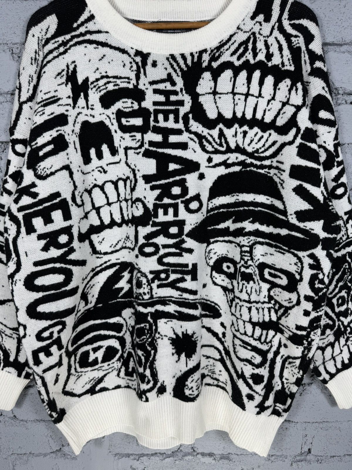 Japanese Brand RARE ! Skeleton Skullpile Anarchy Punk Knitwear Size US XL / EU 56 / 4 - 7 Thumbnail