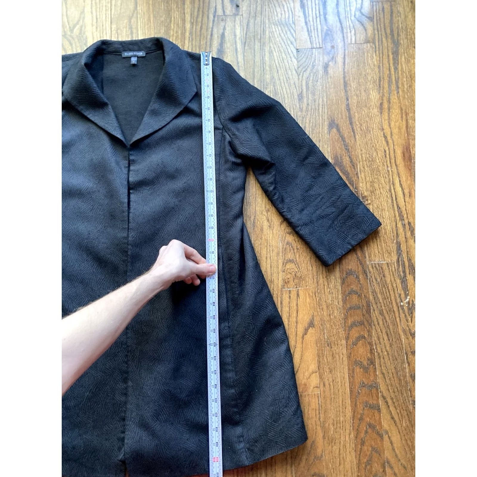 Eileen Fisher Eileen Fisher Jacket Womens XS Silk Blend Open Front Black Coat Drapey Jacket Womens XS Black Silk Blend Open Front Coat Size XS / US 0-2 / IT 36-38 - 4 Thumbnail