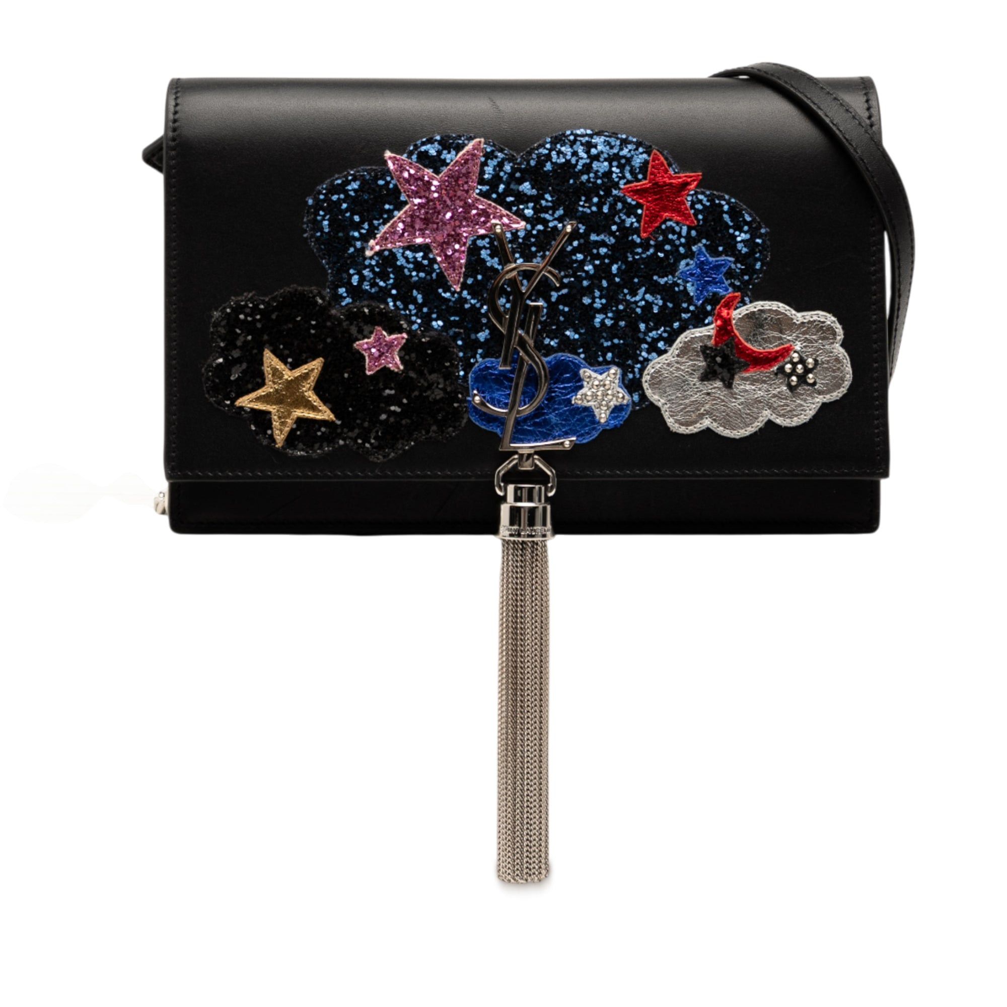 Saint Laurent Paris Calfskin Cloud Star Applique Classic Monogram Kate Tassel Wallet on Chain Size ONE SIZE - 1 Thumbnail
