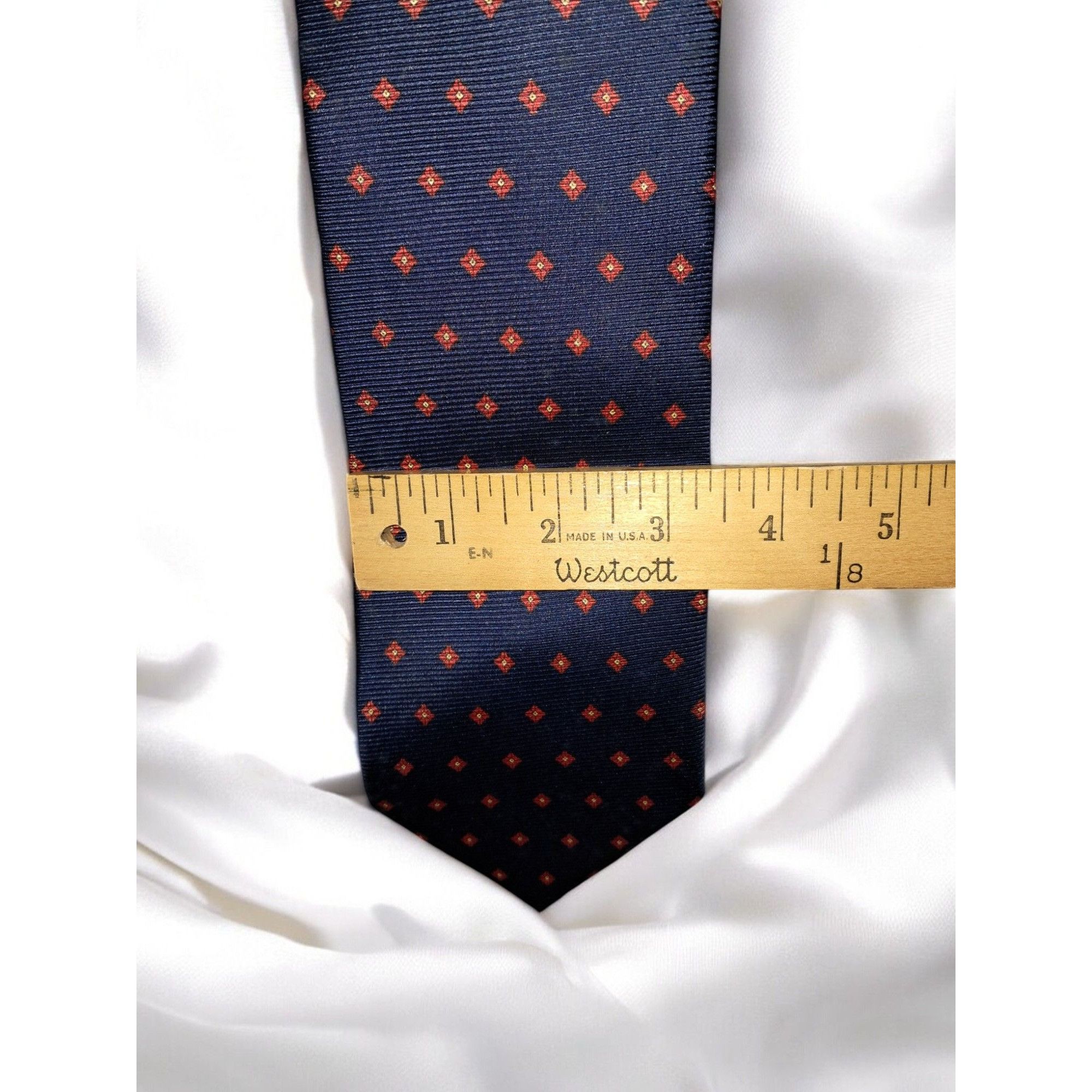 Other Guilio Randi 100% Silk Navy Blue with Red Diamond Pattern Ma Size ONE SIZE - 10 Thumbnail