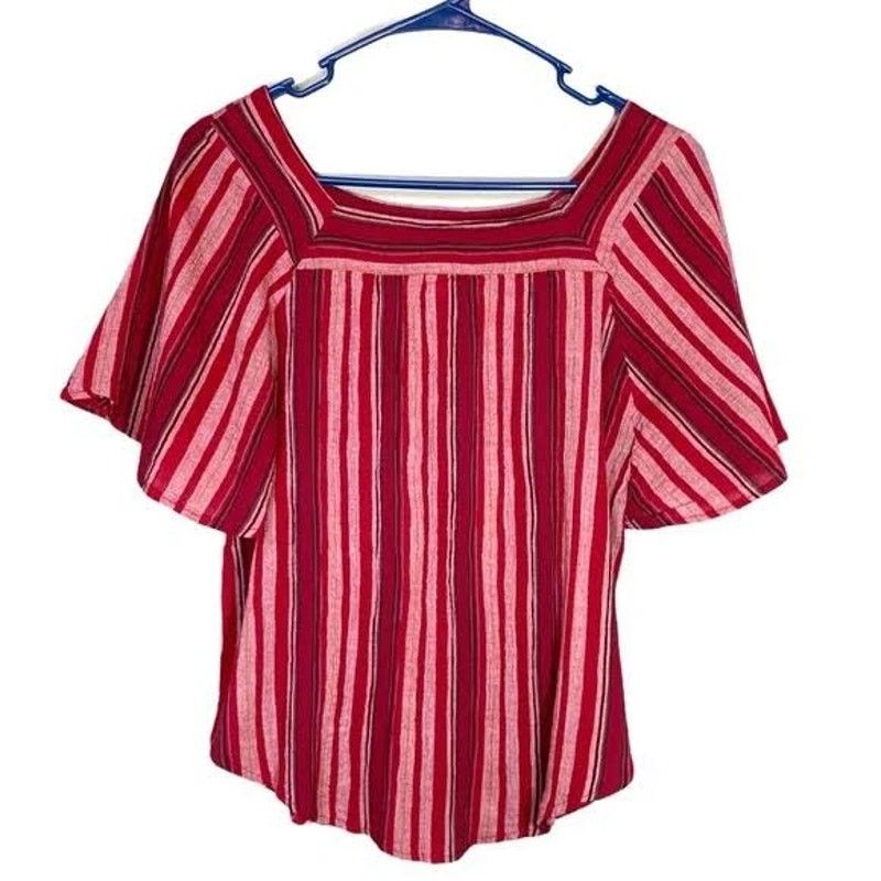 Target Basics Universal Thread | Women's Boho Square Neck Stripe Top | Med Size M / US 6-8 / IT 42-44 - 5 Thumbnail