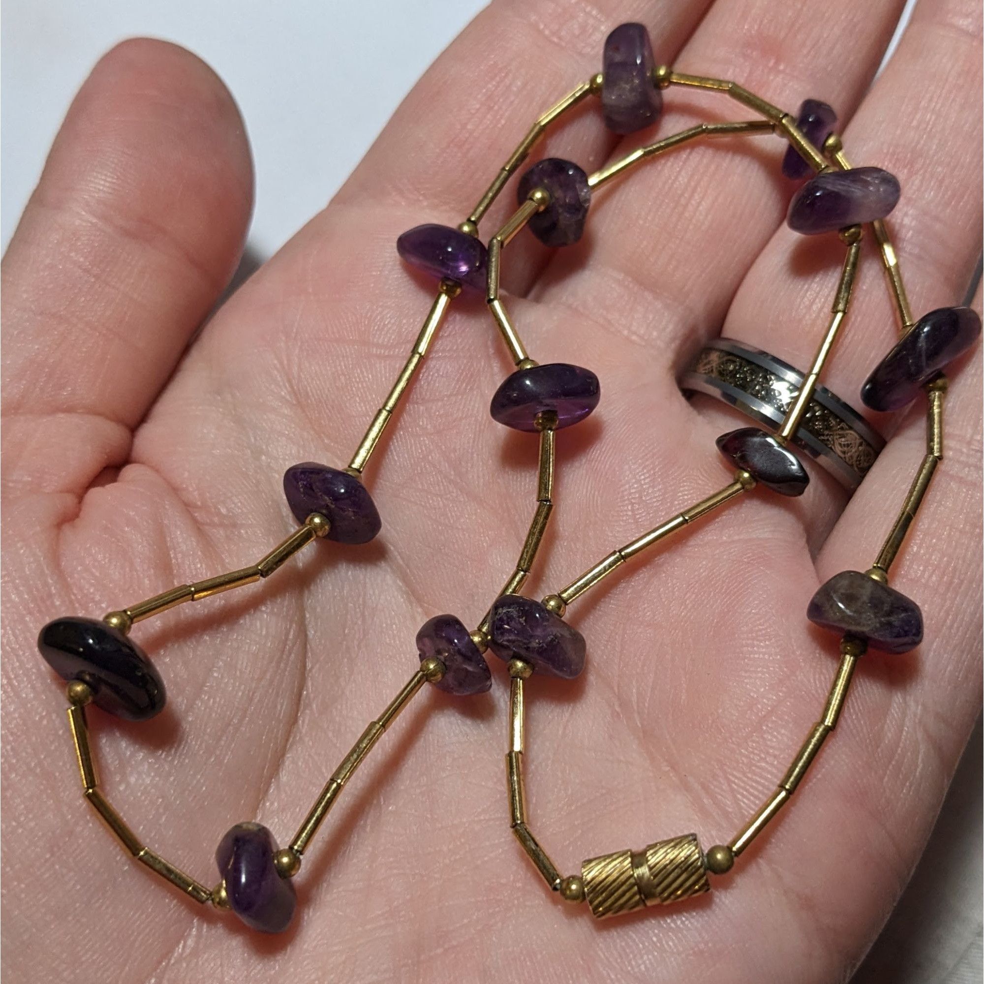 Other Elegant Amethyst Chip Gold Tube Beaded Necklace Size ONE SIZE - 7 Thumbnail