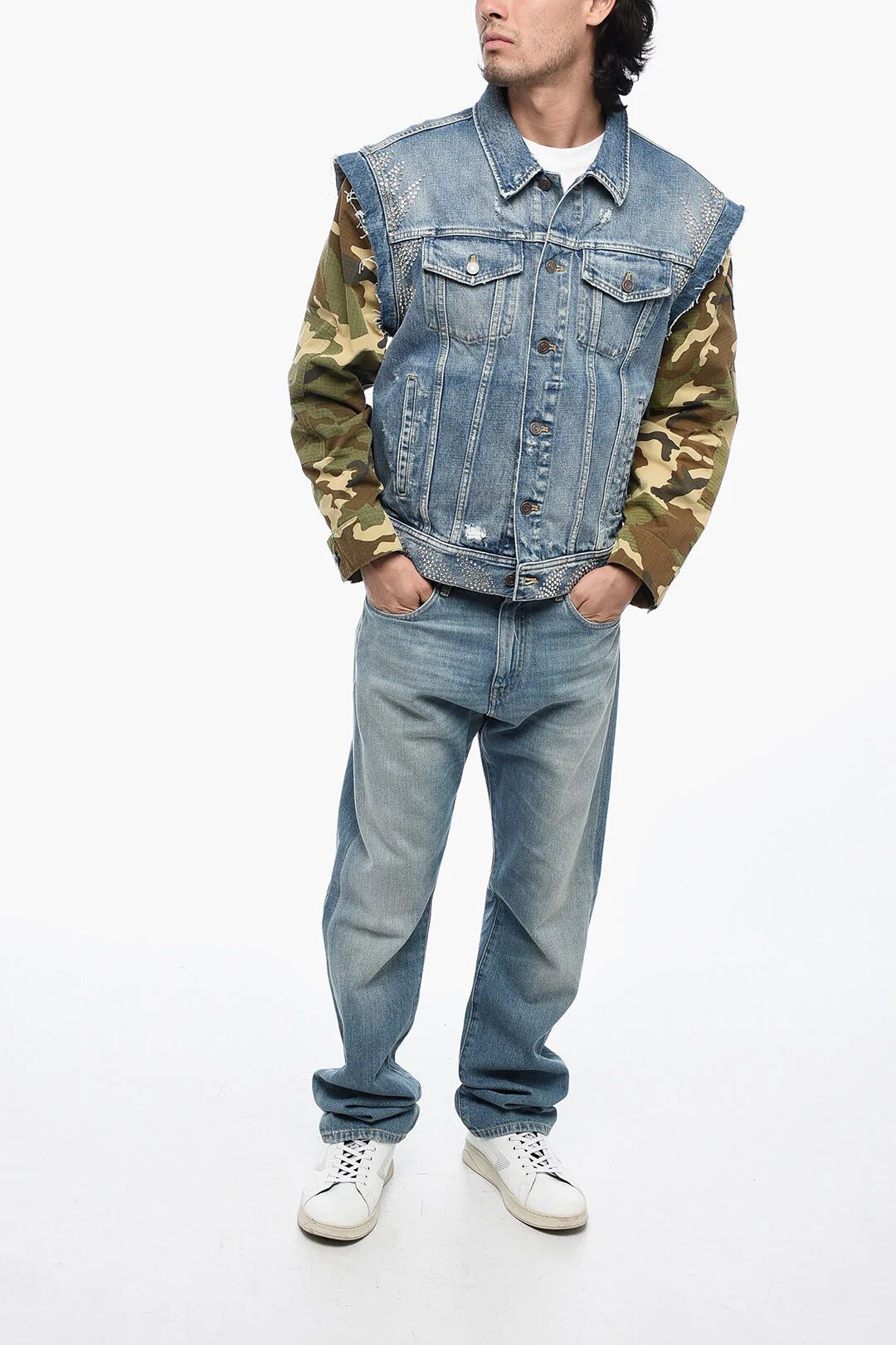 Celine og1mm0426 Distressed Denim Jacket in Multicolor Size US M / EU 48-50 / 2 - 4 Thumbnail