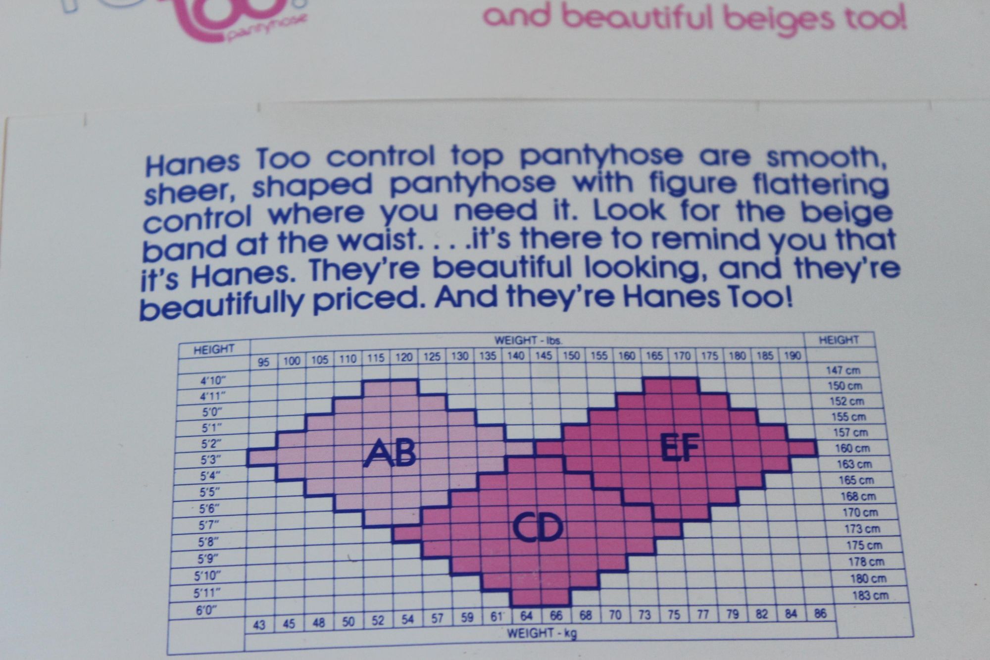 Hanes Vintage 1980s 1990s Pantyhose, New NOS Hanes Too, Control To Size ONE SIZE - 6 Thumbnail