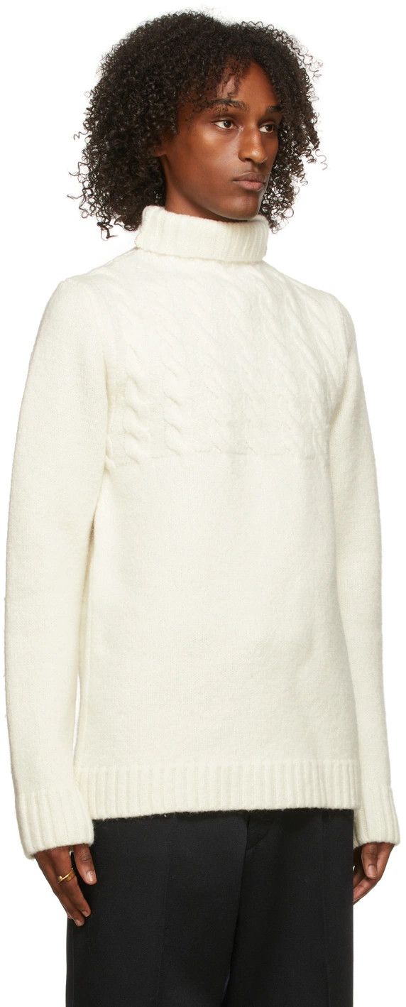 Maison Margiela o1y1124 Cable Knit Turtleneck Sweater In White Size US M / EU 48-50 / 2 - 2 Thumbnail