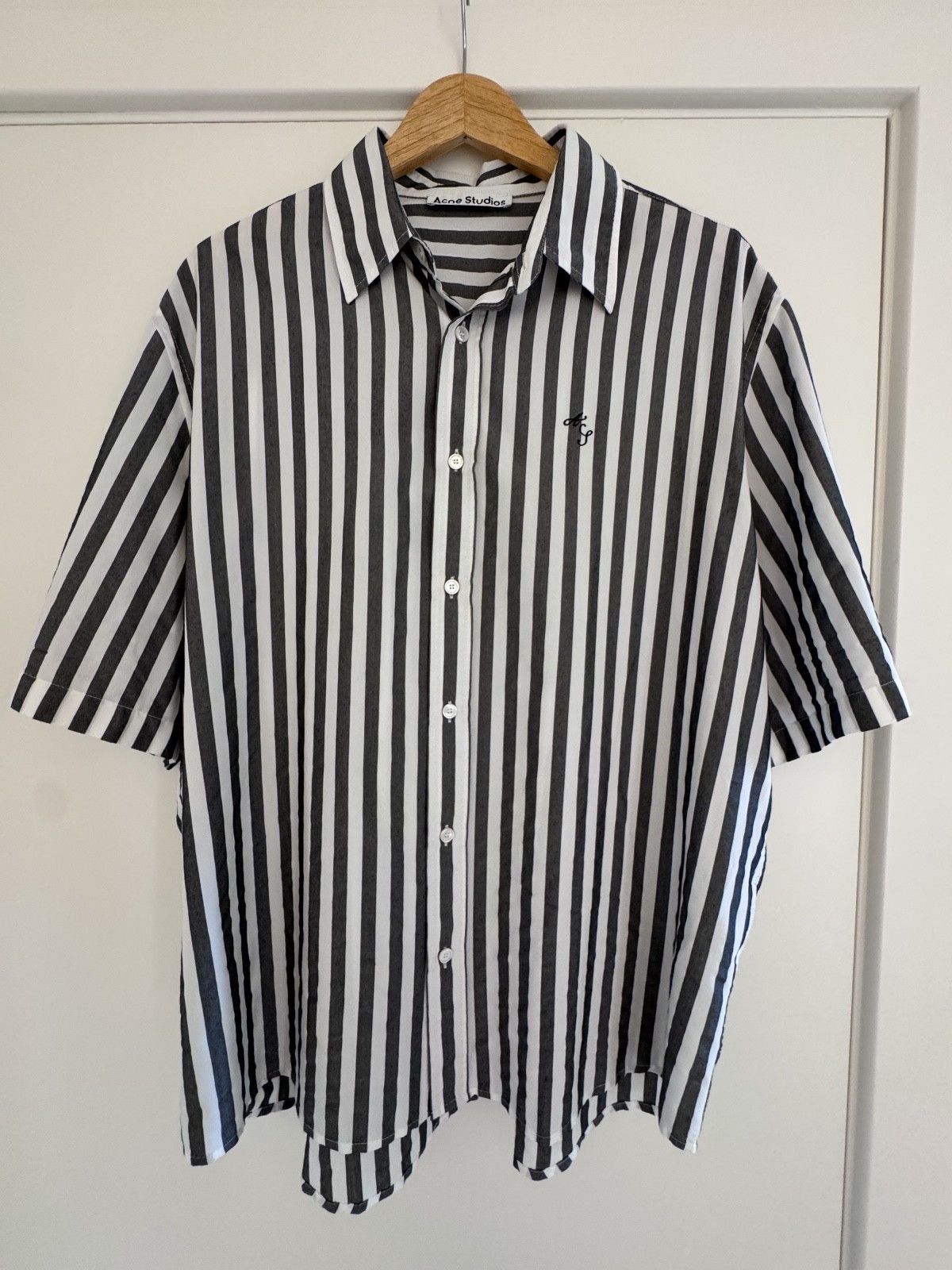 Acne Studios Acne Studios Stripe button-up Shirt Black White Size 50 Size US M / EU 48-50 / 2 - 2 Thumbnail