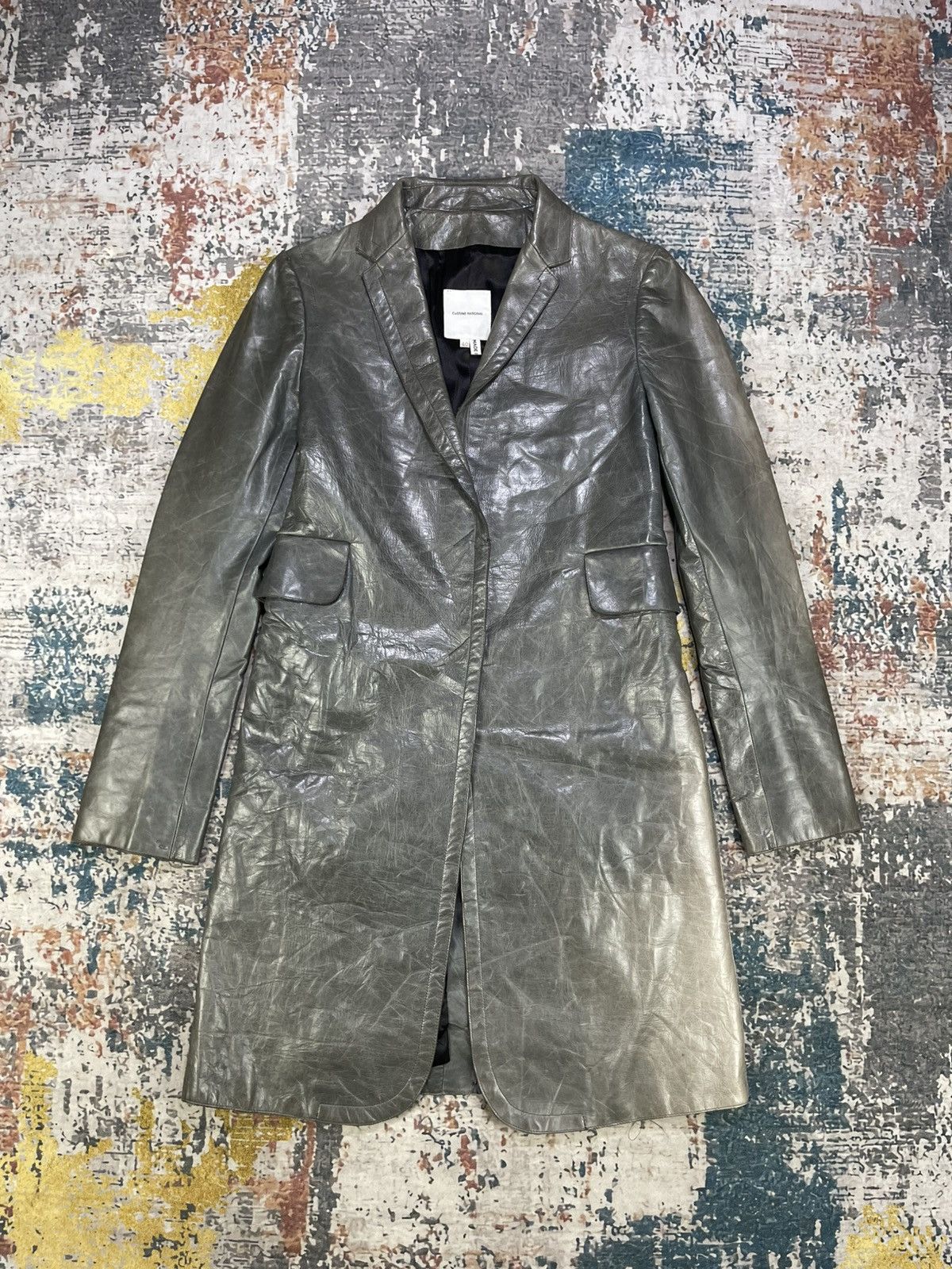 Costume National CoSTUME National Distressed Leather Trench Coat Size S / US 4 / IT 40 - 2 Thumbnail