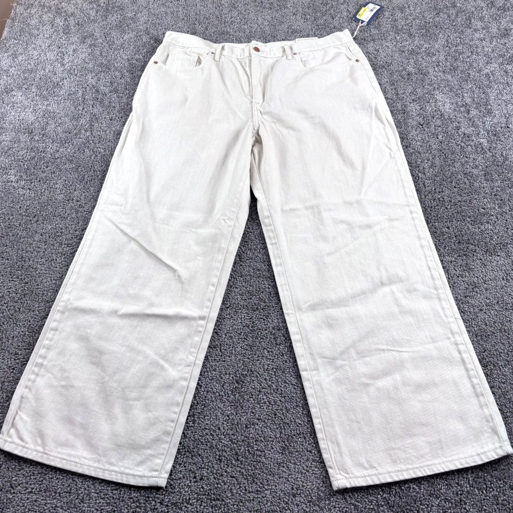 Vintage Universal Thread Jeans Womens 18 (38x30) Relaxed Wide-Leg Beige Cotton Denim City 30 Inseam Womens Size 40" / US 18 - 3 Thumbnail